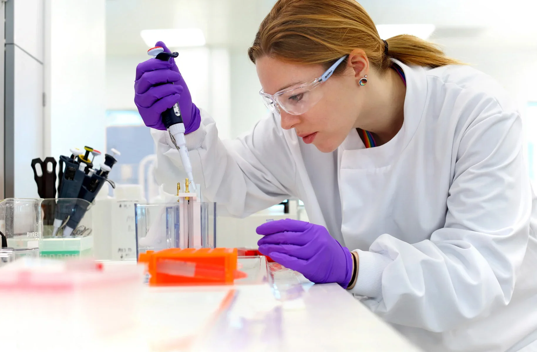 LifeArc scientist at work in the Stevenage lab