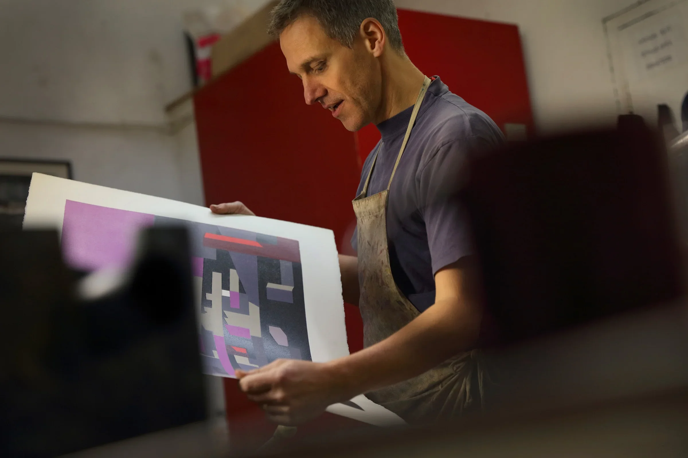 Paul Catherall lino printer by David Burton Photography