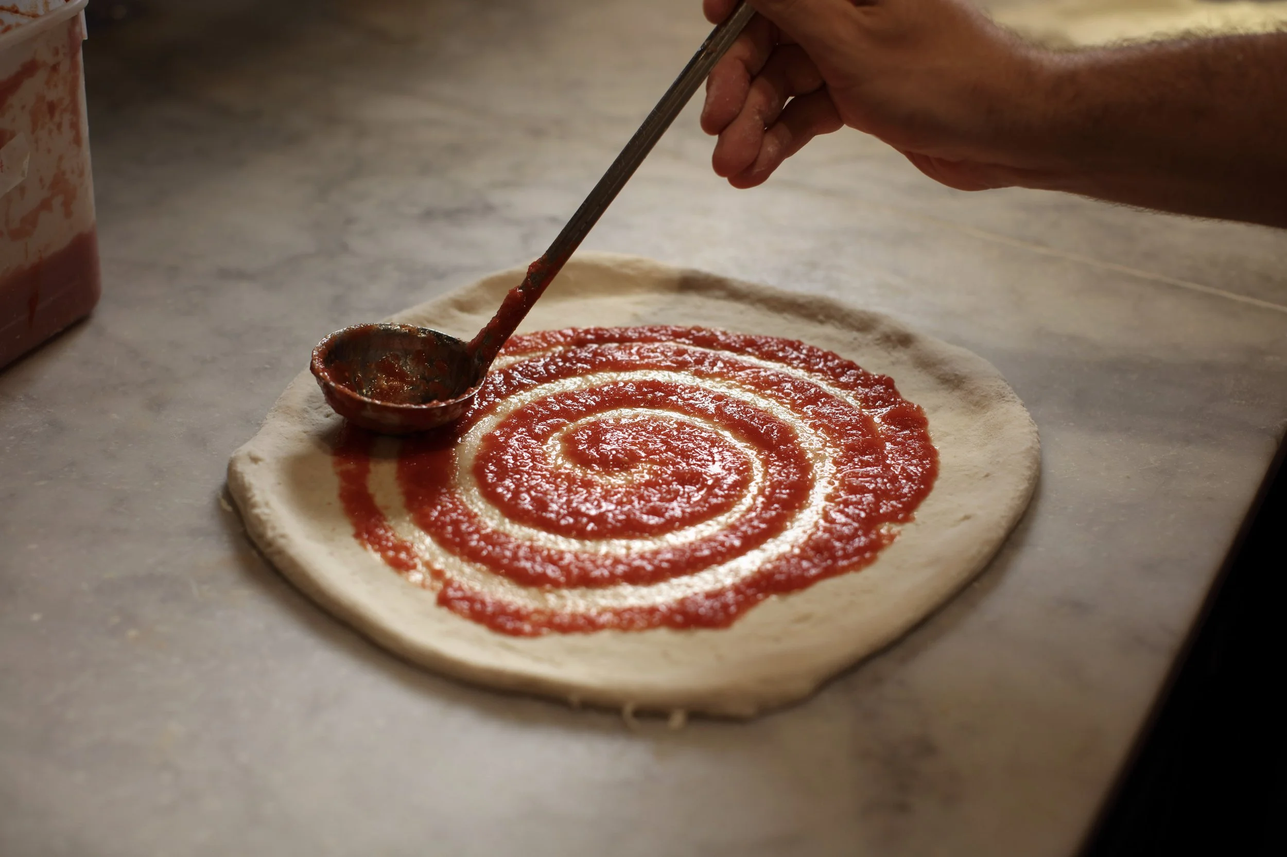 Pizza sauce at Vermicelli restaurant by David Burton Photography