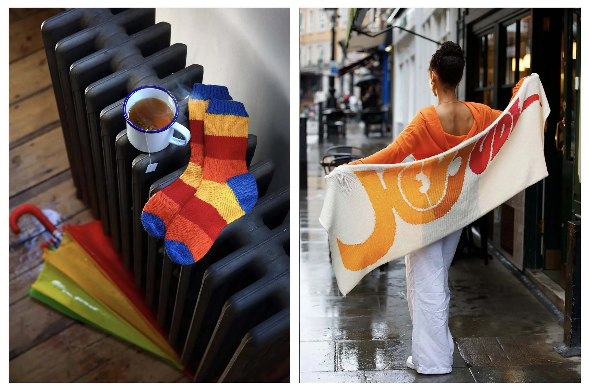 Stripey socks and hey Jude wrap scarf by studio68b.com