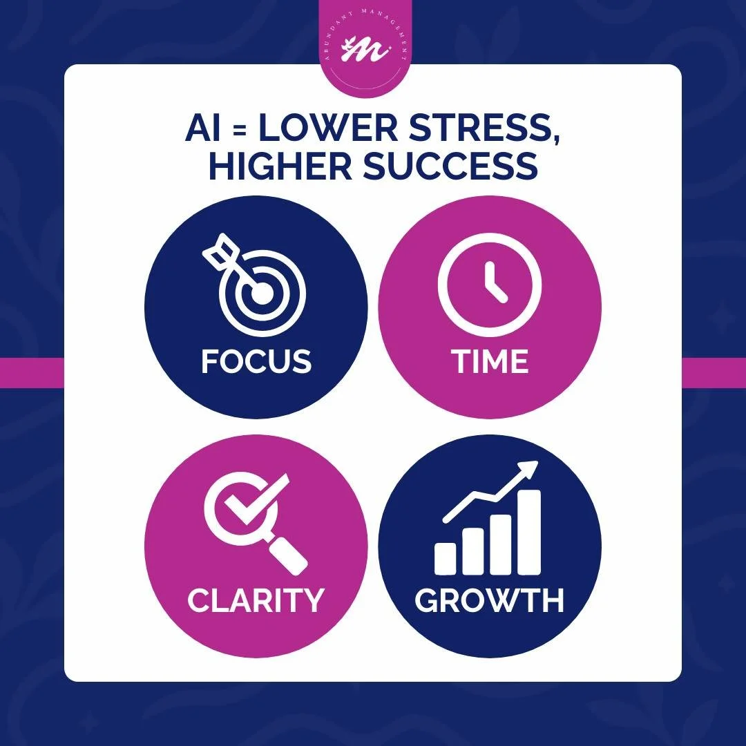 ✨ When AI handles the busywork, YOU get to focus on what actually moves your business forward.

More clarity, more time, more growth &mdash; less stress. 💗💙

Ready to work smarter, not harder? 🚀

#abundantmanagement #mompreneurmagic #AIsimplified 