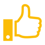 Yellow thumbs-up icon on a black background