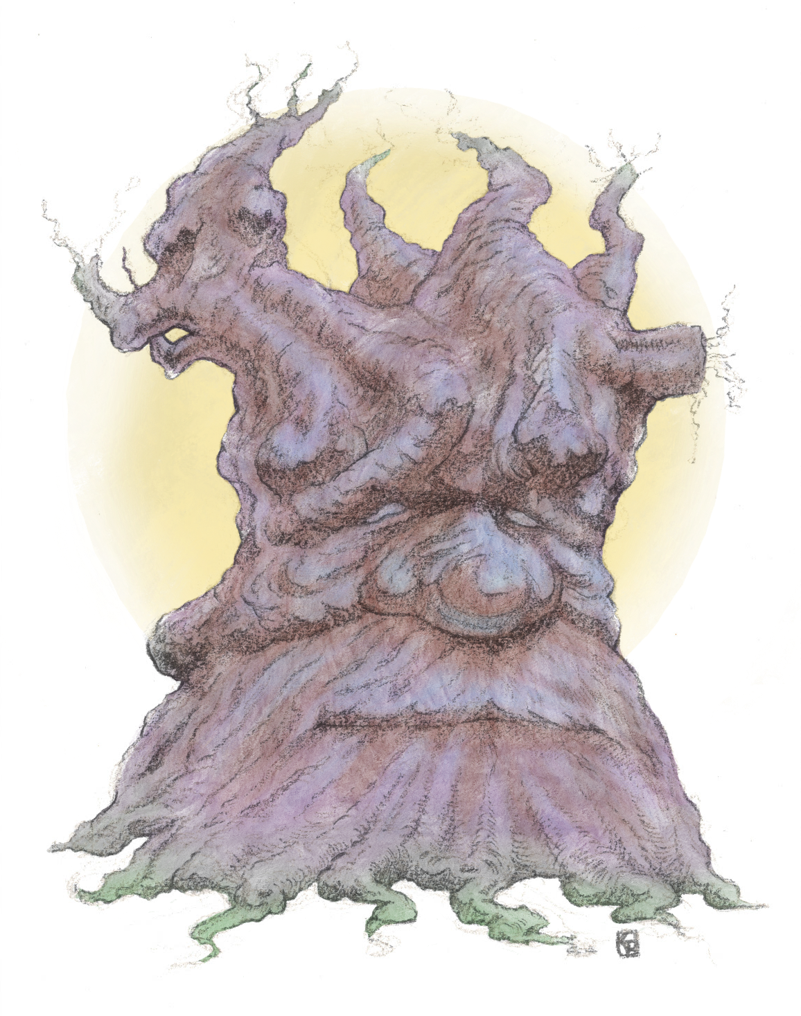 Size A5 pencils and digitally painted. The Old Tree is a wise old character, ancient and knowing. Pencils and digital painting.