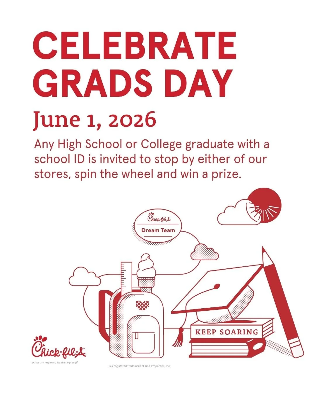 Hey recently graduates! Swing by on June 1st.