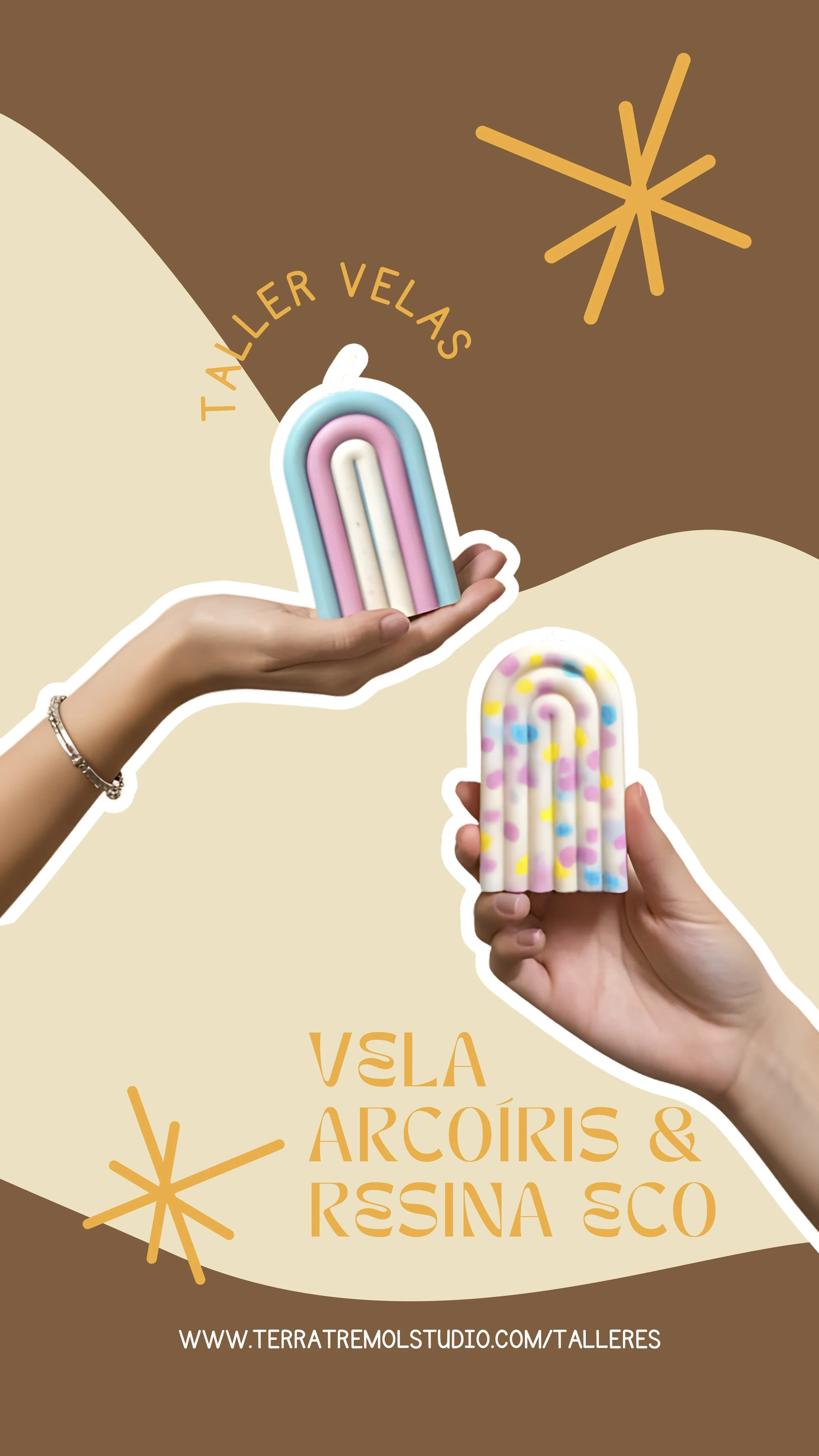 Velas arcoíris y resina