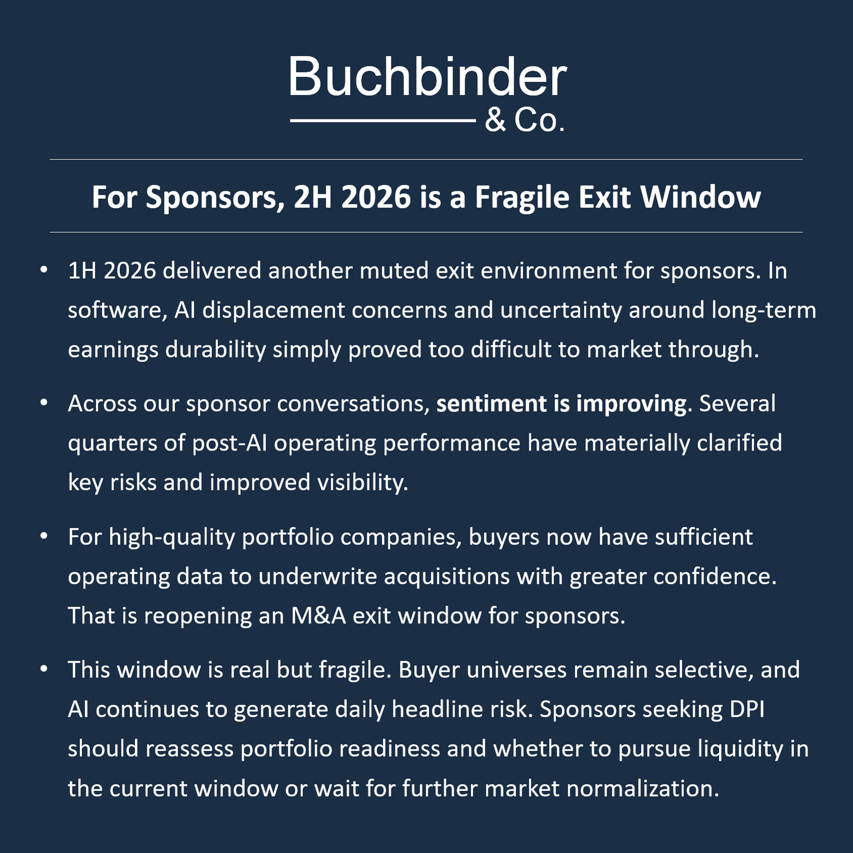 M&A Exit Window for Private Equity Sponsors is Opening But Fragile