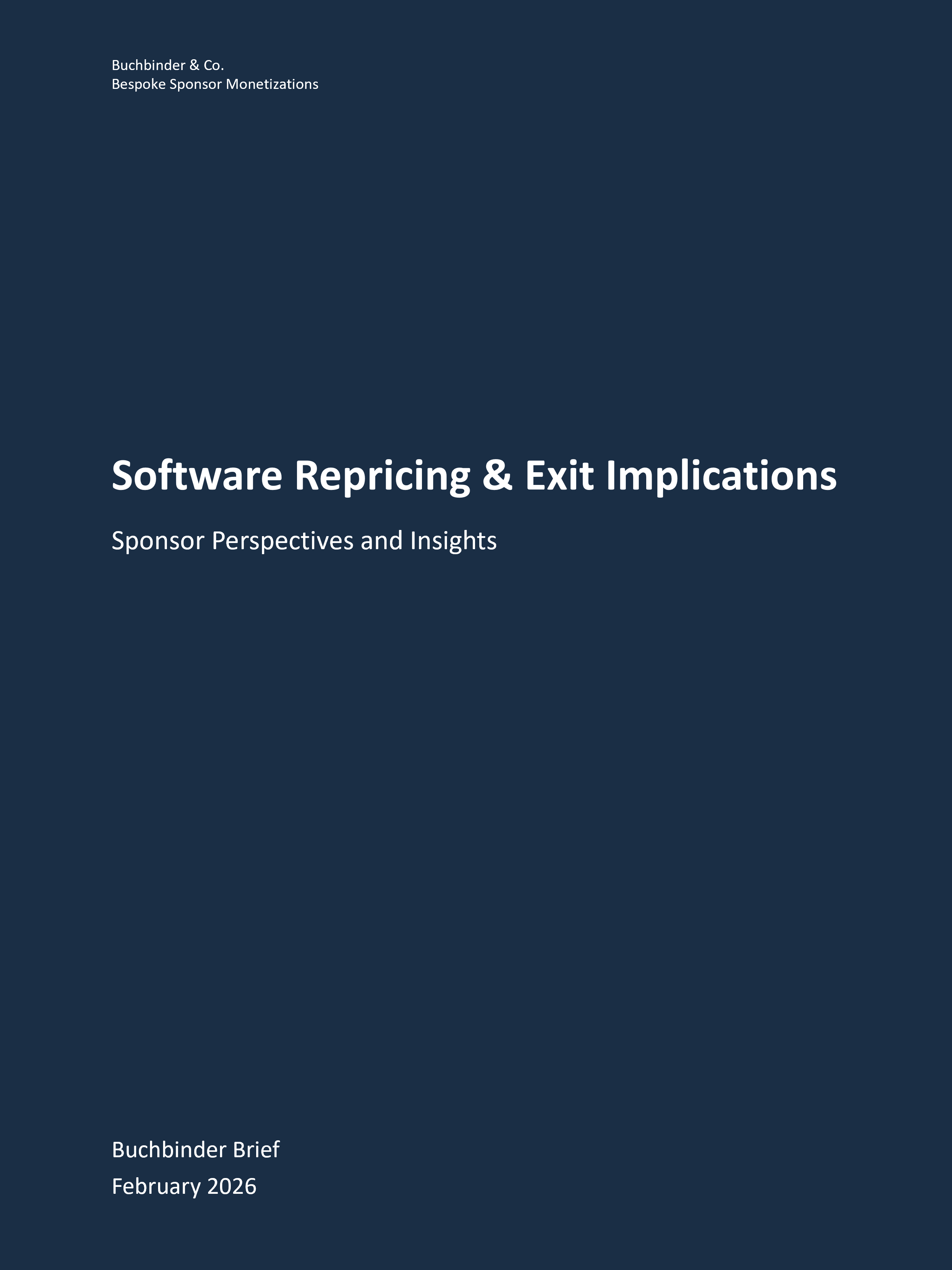 'Buchbinder Brief'; 'Software Repricing & Exit Implications'; 'Sponsor Perspectives and Insights'; 'Michael Buchbinder'