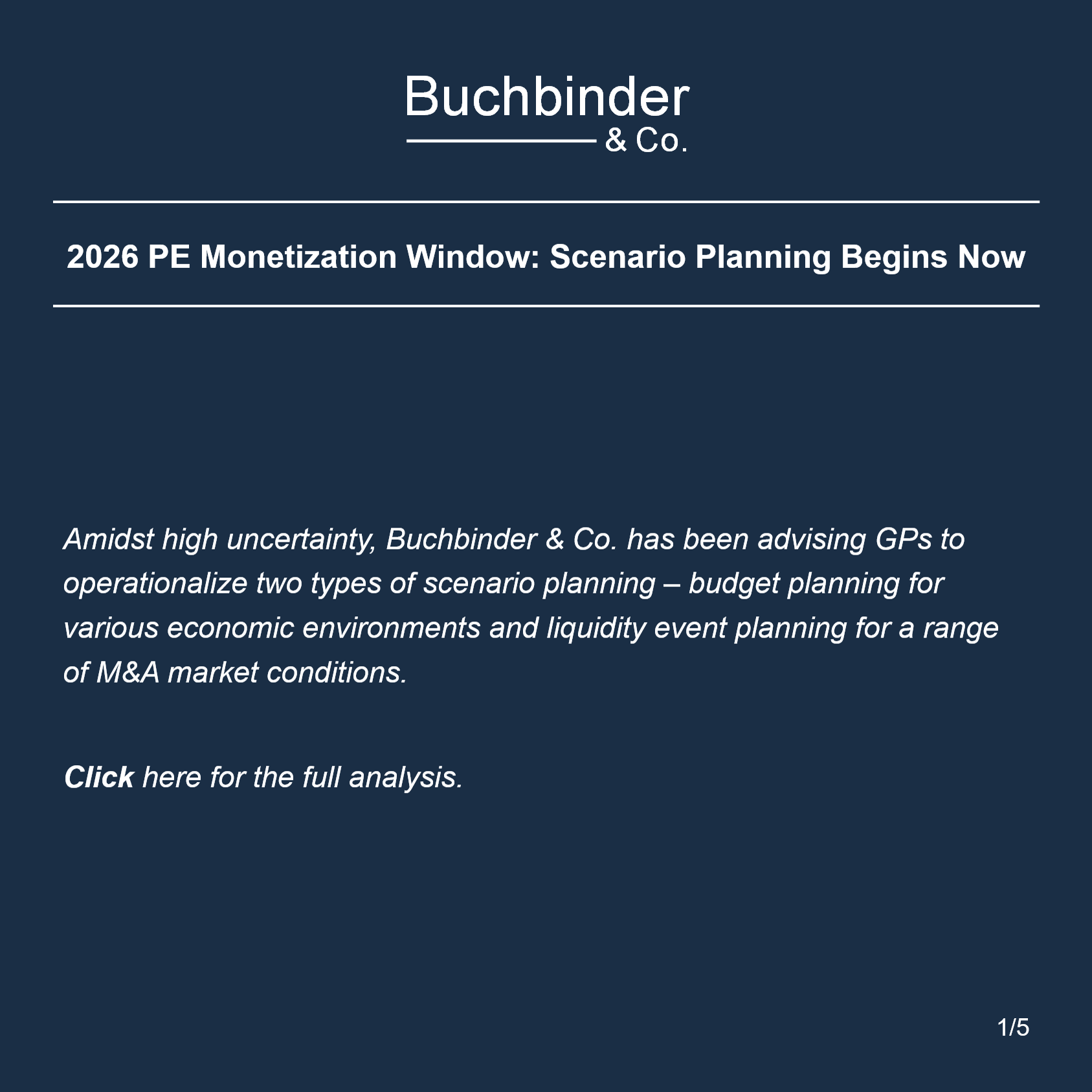 2026 Private Equity Monetization Window: Scenario Planning Begins Now