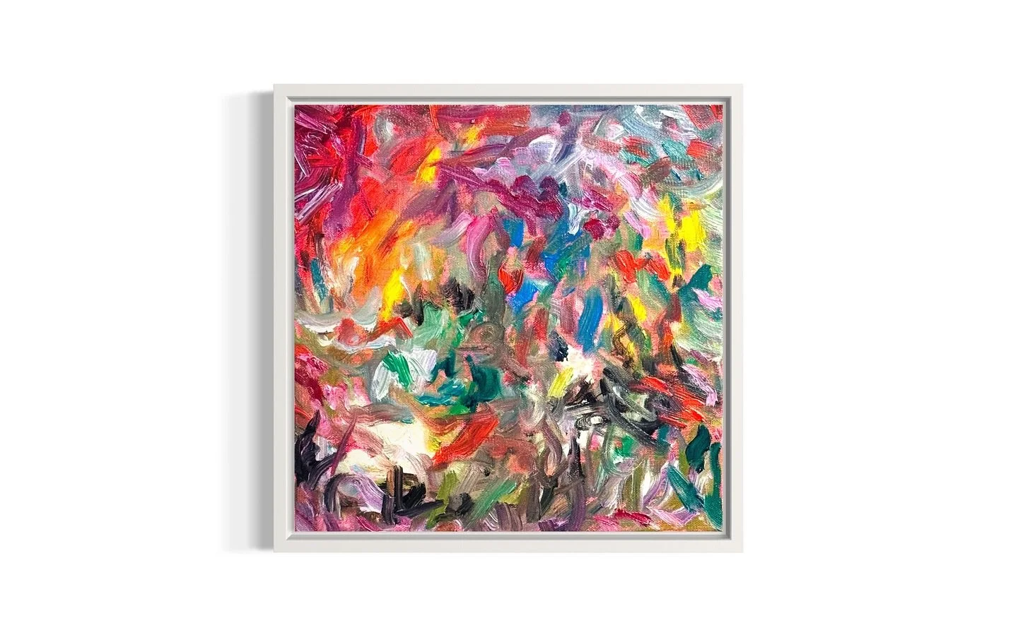 ✨ A painting full of energy and movement &ndash; where colors collide, dissolve, and merge into one another.
I often work intuitively with my brushstrokes, letting rhythm and intensity create their own inner world.

🎨 Acrylic and oil on canvas
📐 40