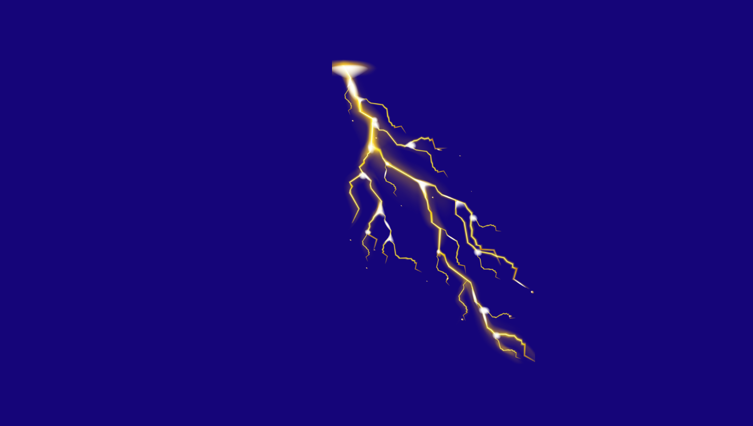 Yellow lightning bolt streaking diagonally across a deep blue background.