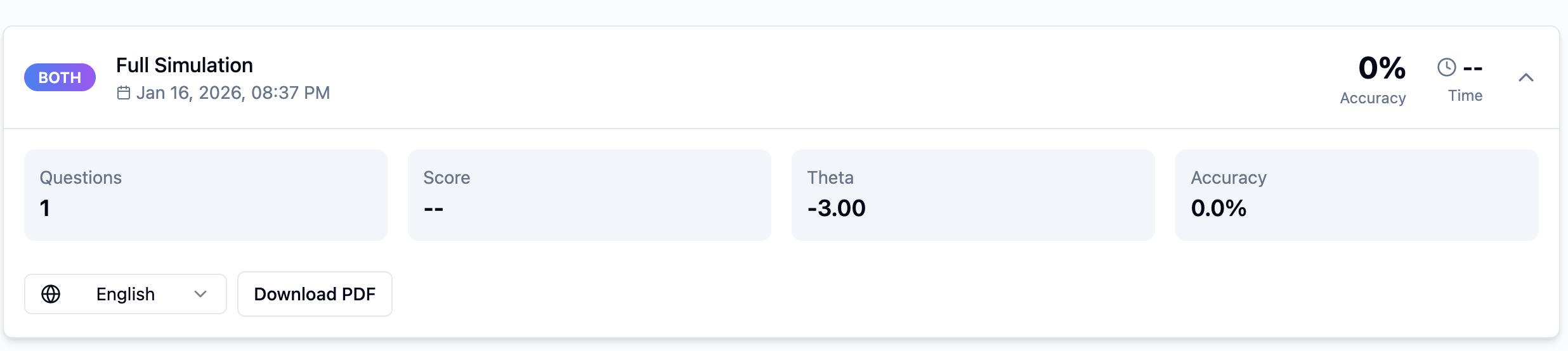 A screenshot of the SHSAT Simulator platform