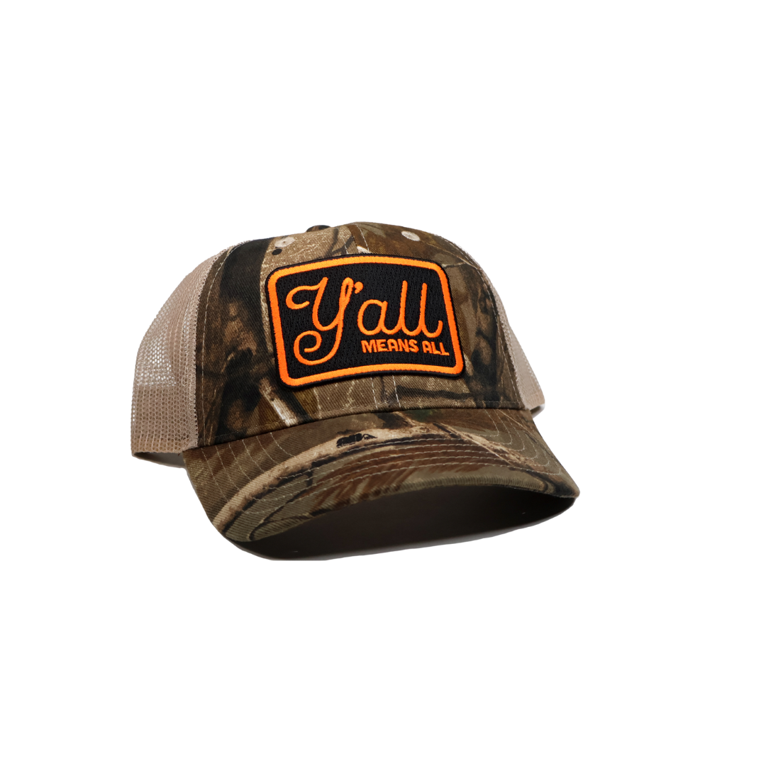 Y'all Means All Camo Trucker