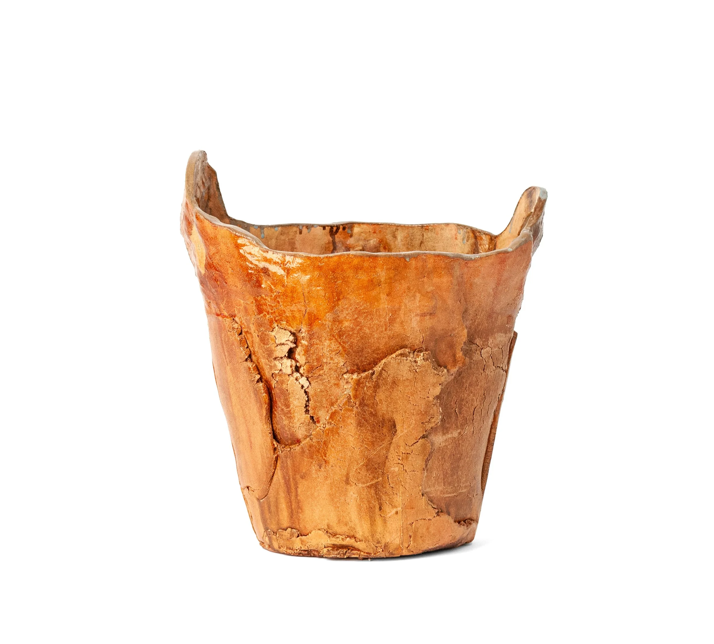 Rustic Container 1 by Jim Schatz — front view with scalloped rim and weathered terracotta finish