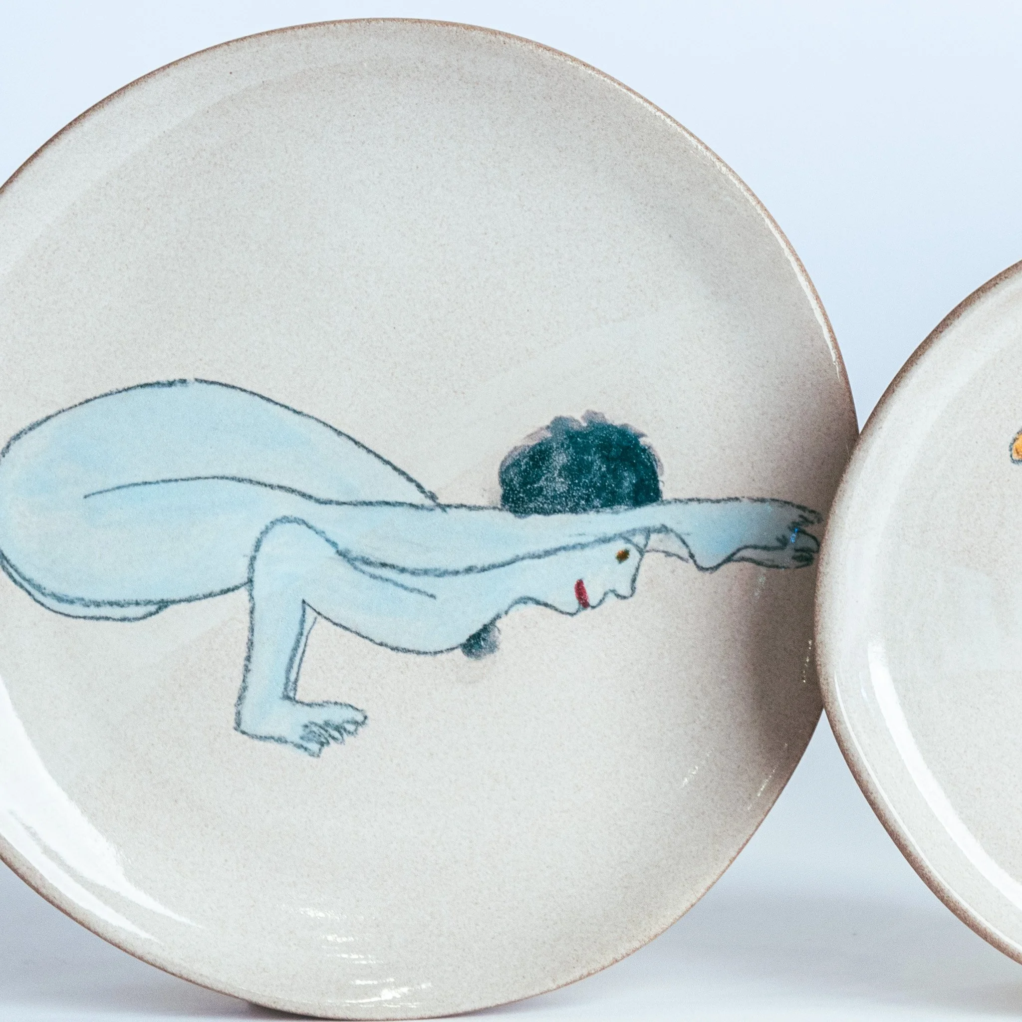 All Together Now by Jim Schatz — Ted, Betty, Lester, Guy & Perry, salad plate, figure in blue