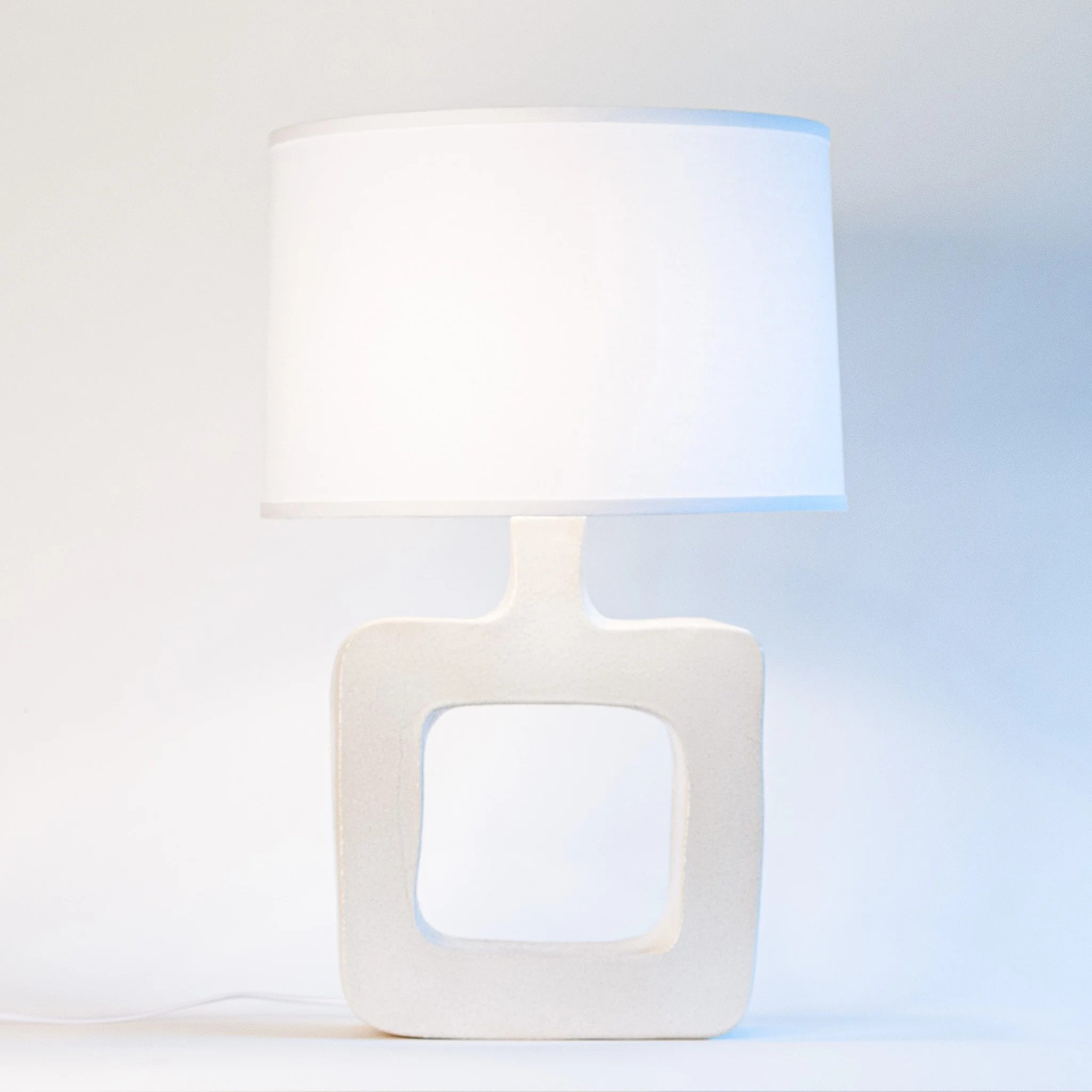 Form Study Table Lamp 1 by Jim Schatz — front with linen shade
