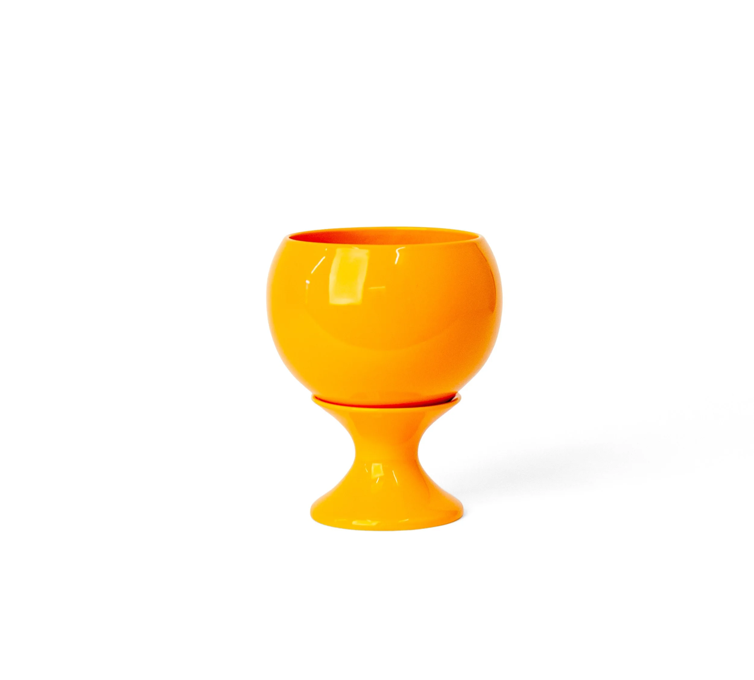 Planter in Orange Peel, glossy stoneware chalice-form planter by J Schatz Studio
