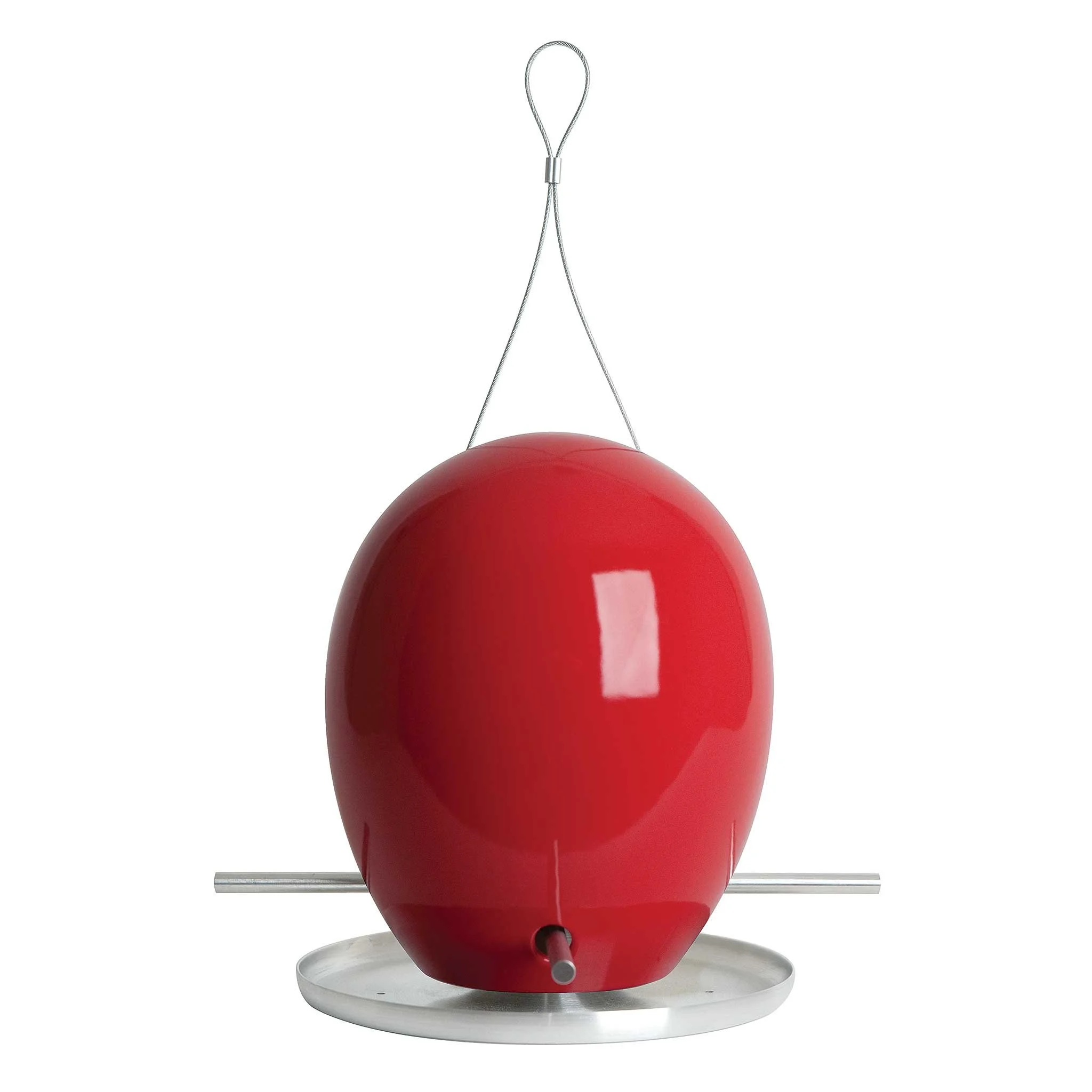 Egg Bird Feeder in Sumac Red by Jim Schatz — front view