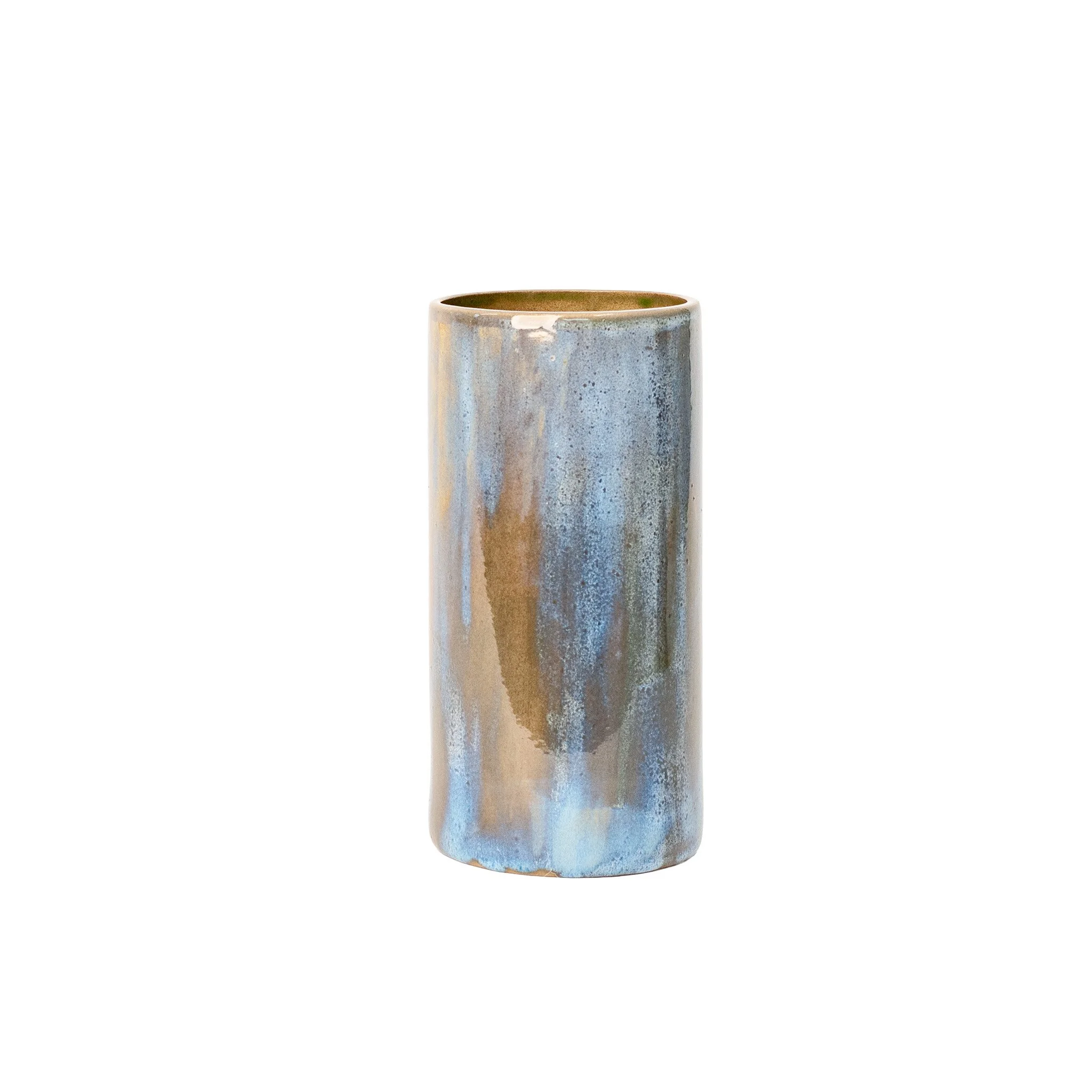 Cilindro Vessel in Mineral Blue, hand-glazed stoneware vessel by Jim Schatz