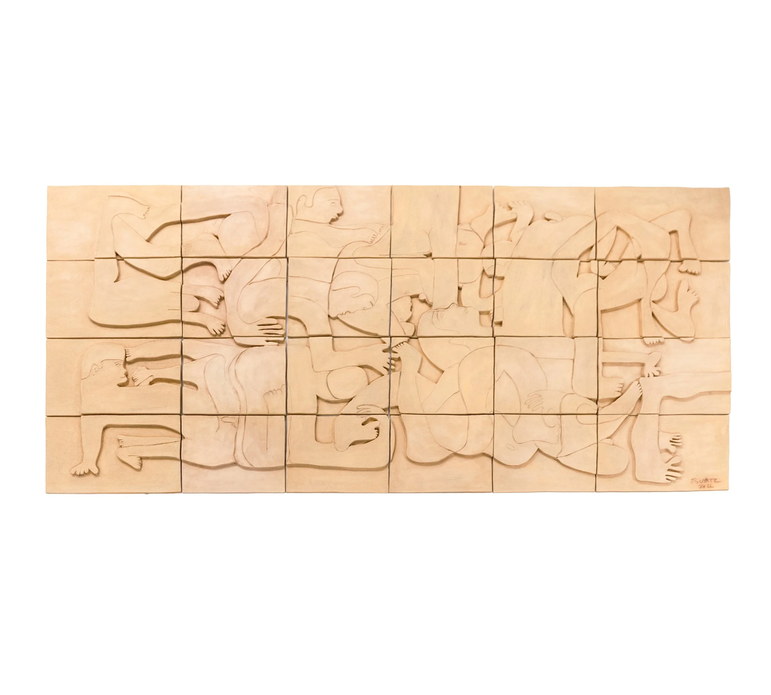 The Body, Repeated, 2026, ceramic wall installation by Jim Schatz