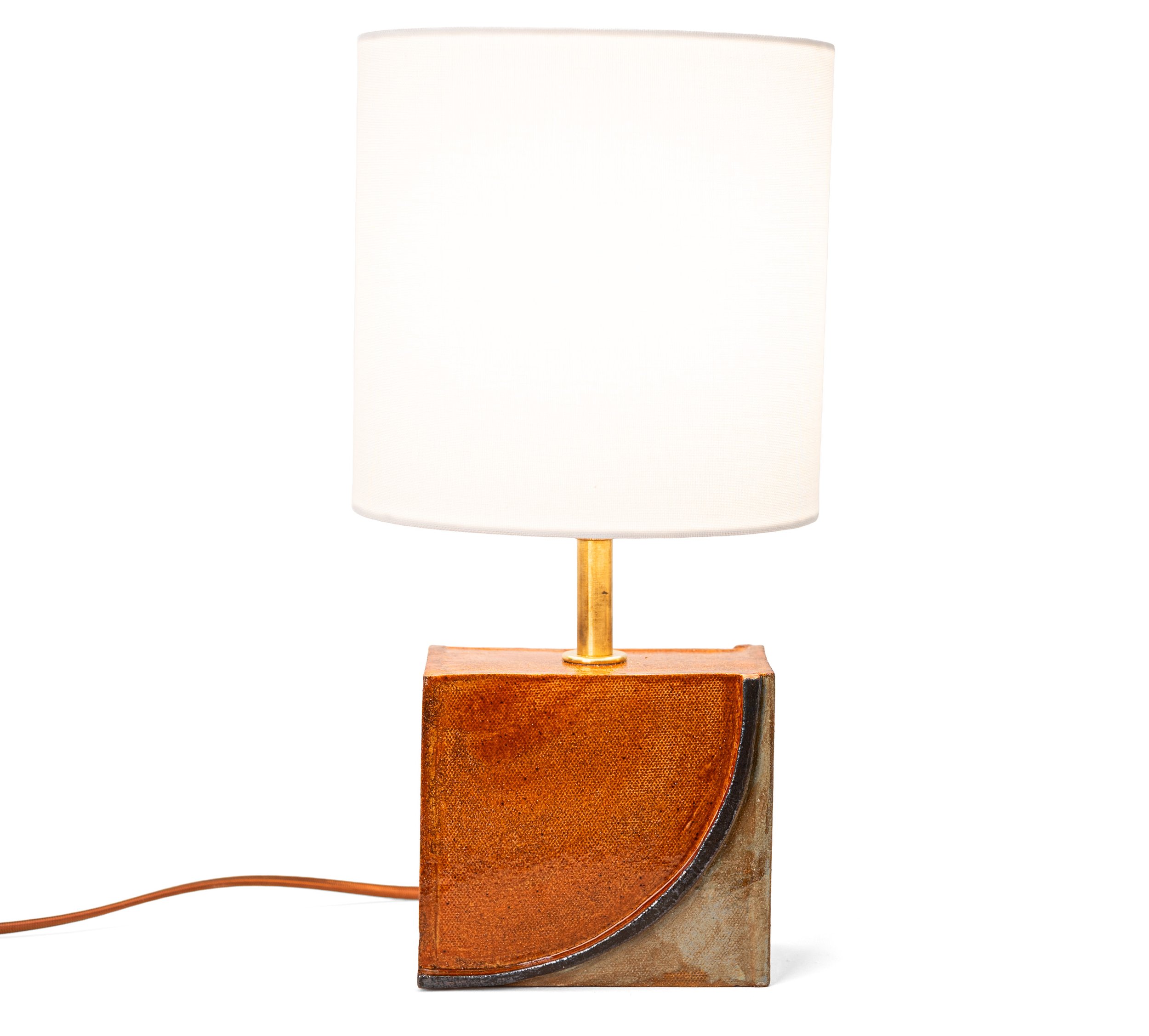 Geometria Brick Lamps, Lamp 2 with its cord in view, by Jim Schatz.