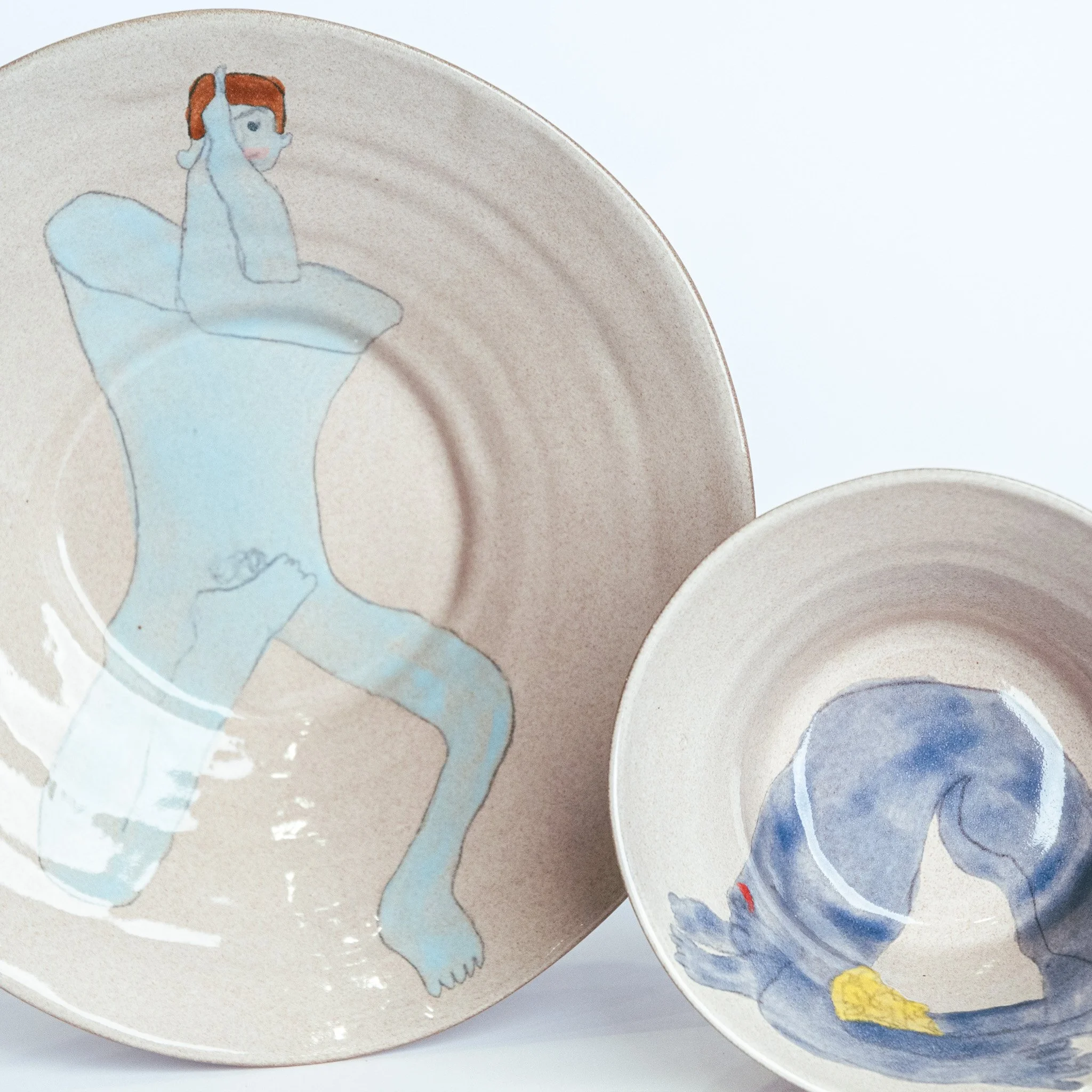 All Together Now by Jim Schatz — Lonny, Charley, Jake, Paul & Lenny, plate, figure in blue