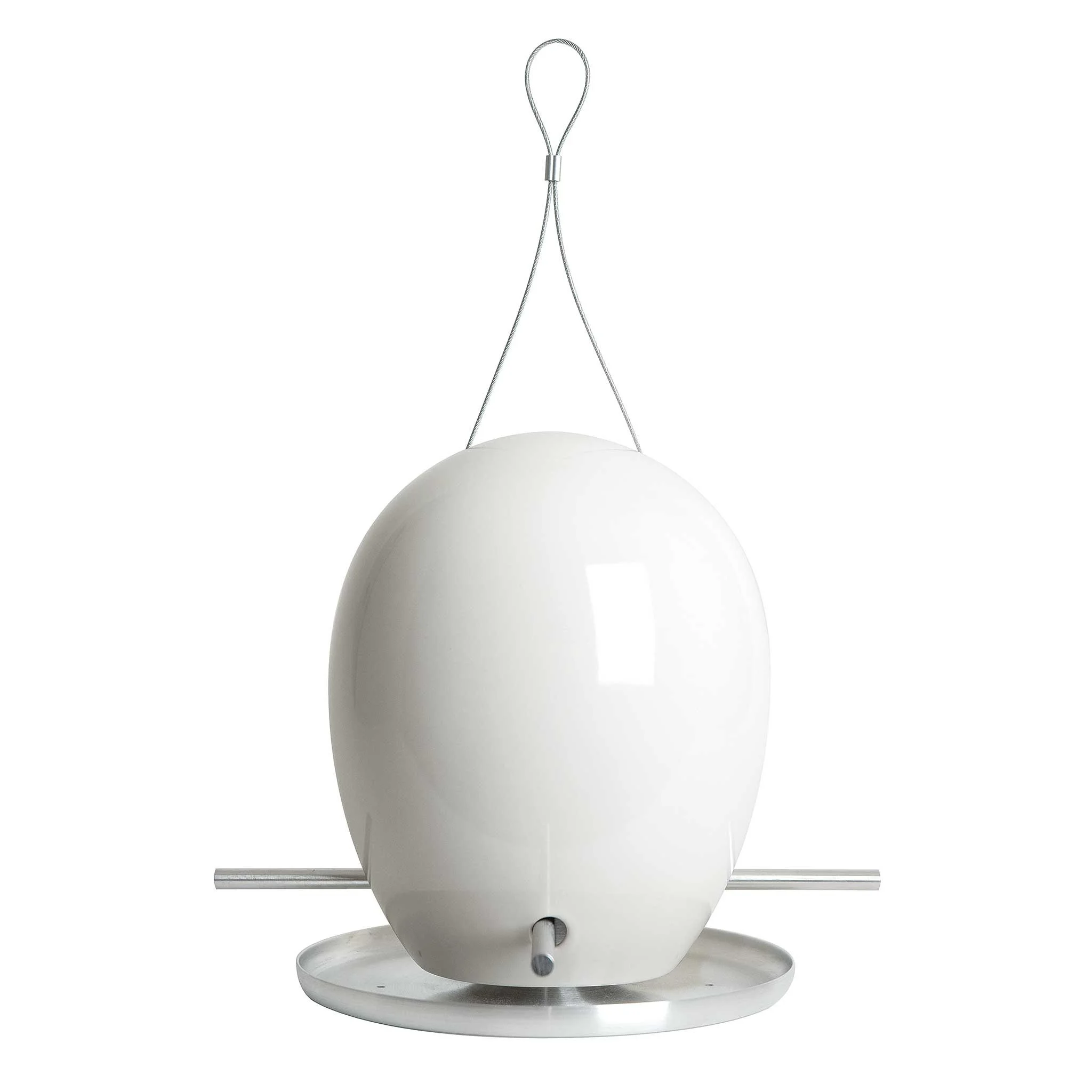 Egg Bird Feeder in Bright White by Jim Schatz — front