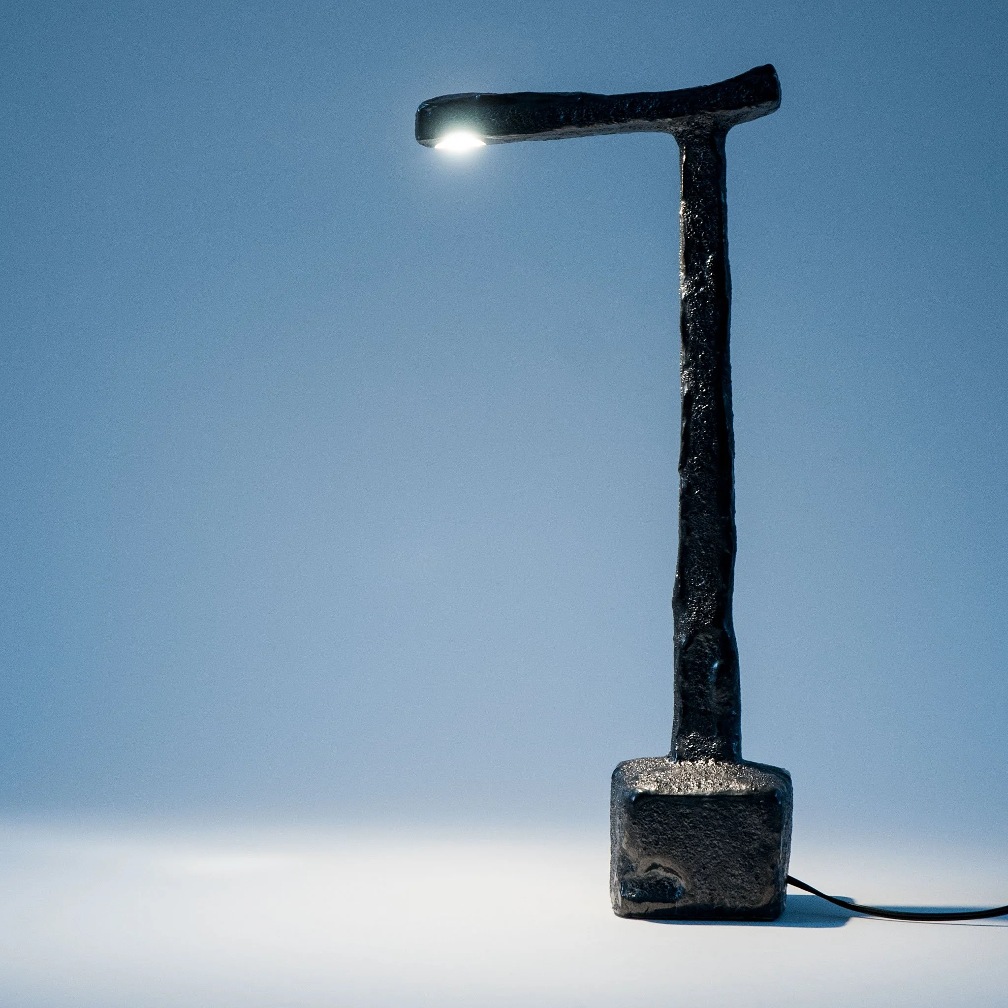 Desk Lamp A17-1 by Jim Schatz — alternate angle on blue background