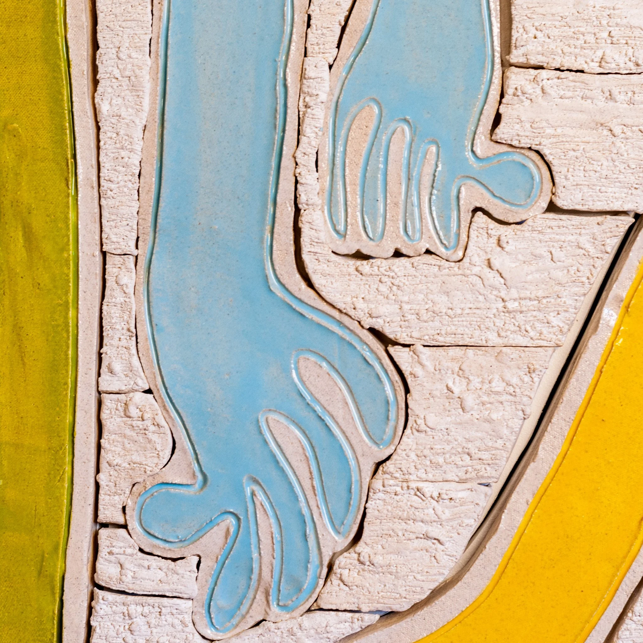 Hold It All Together Mural by Jim Schatz — blue hands detail