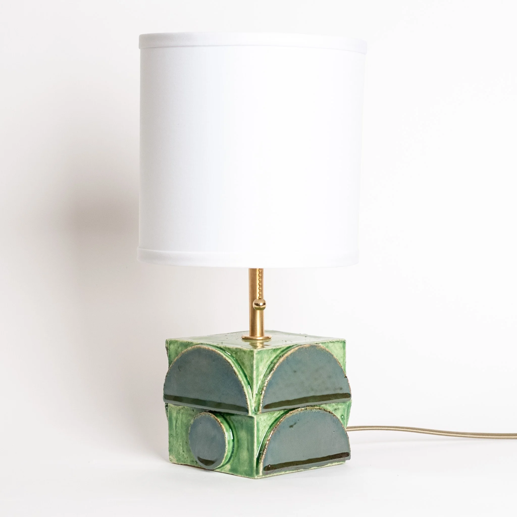 Geometria Table Lamp by Jim Schatz — Sage Green with shade