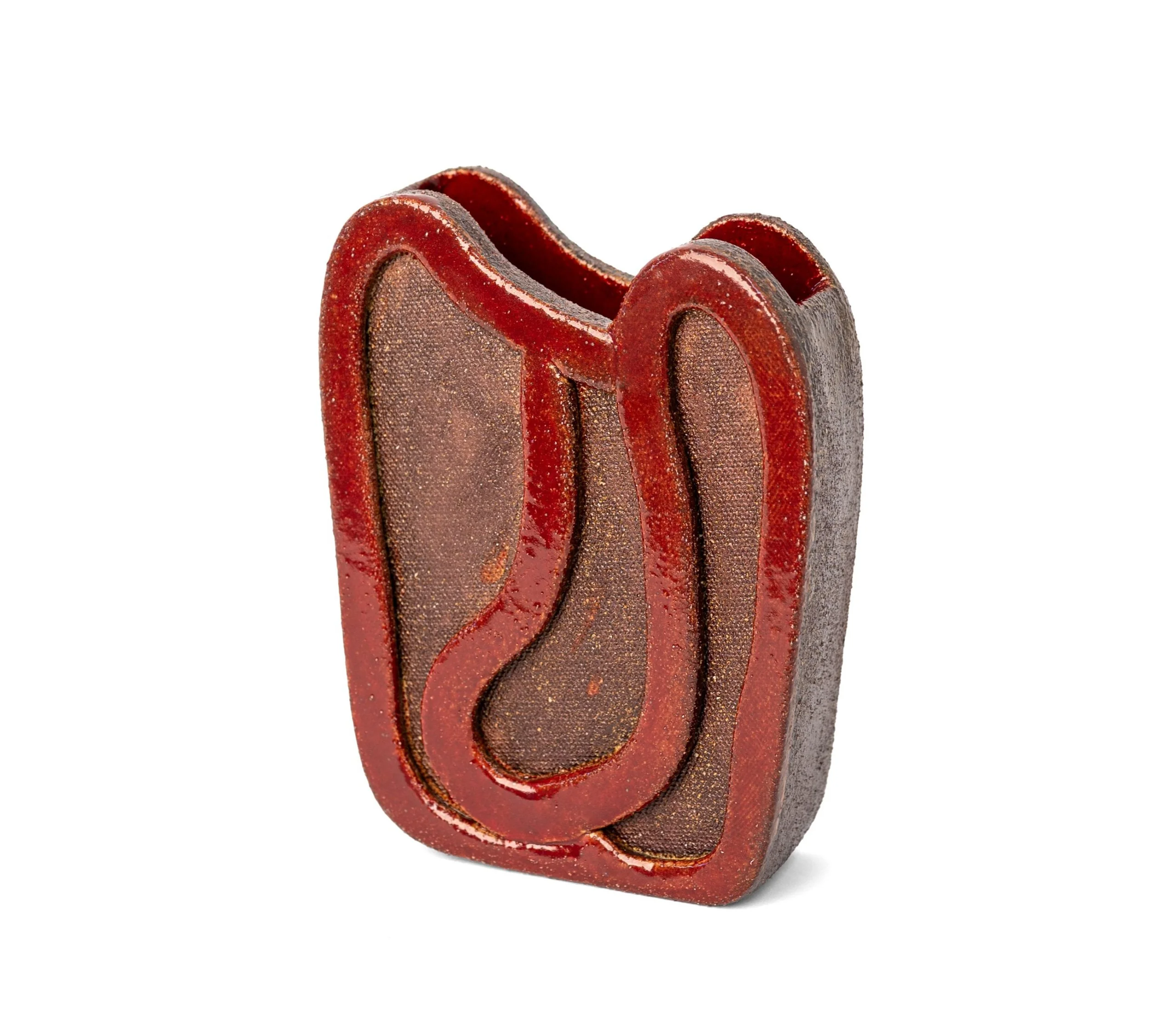 Ribbon Vessels, Vessel 1, angled view of the red ribbon and side wall, by Jim Schatz.