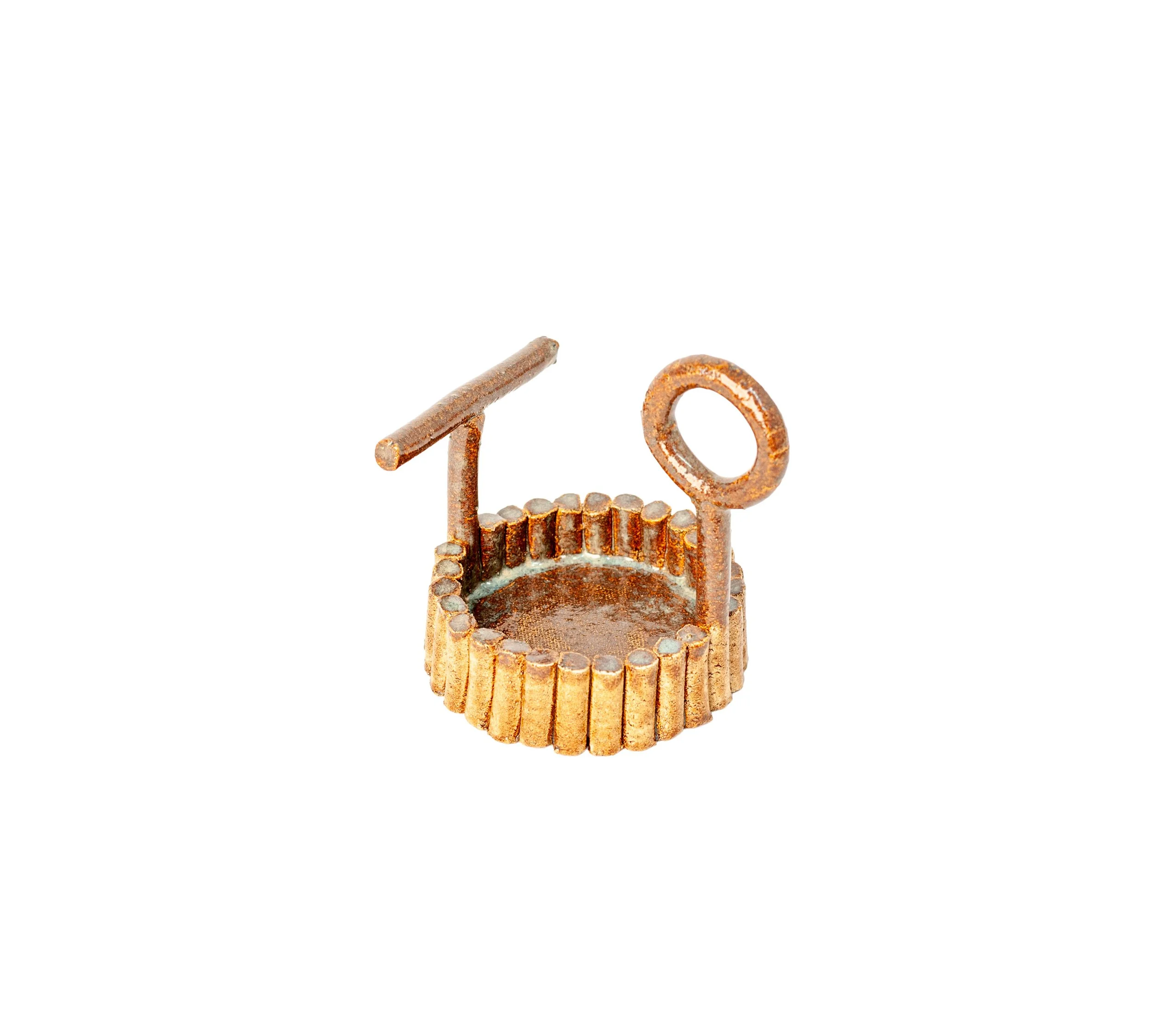 Ring Holder 1, slab-built stoneware ring holder by Jim Schatz