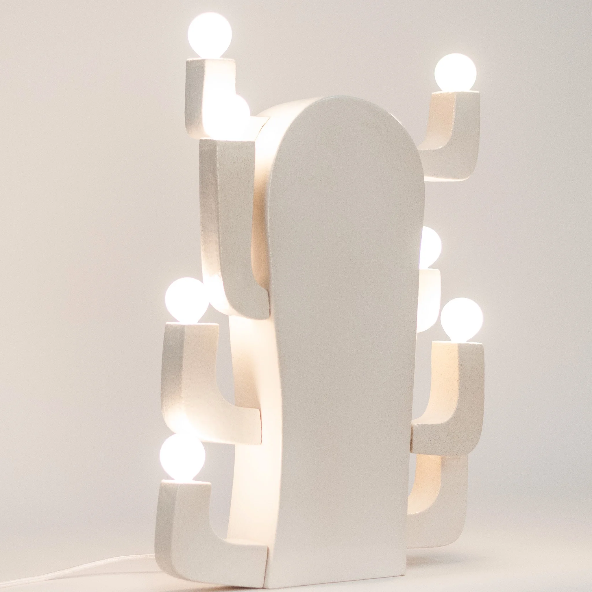 Side view of Cactus Lamp 3 showing the sculptural cactus form
