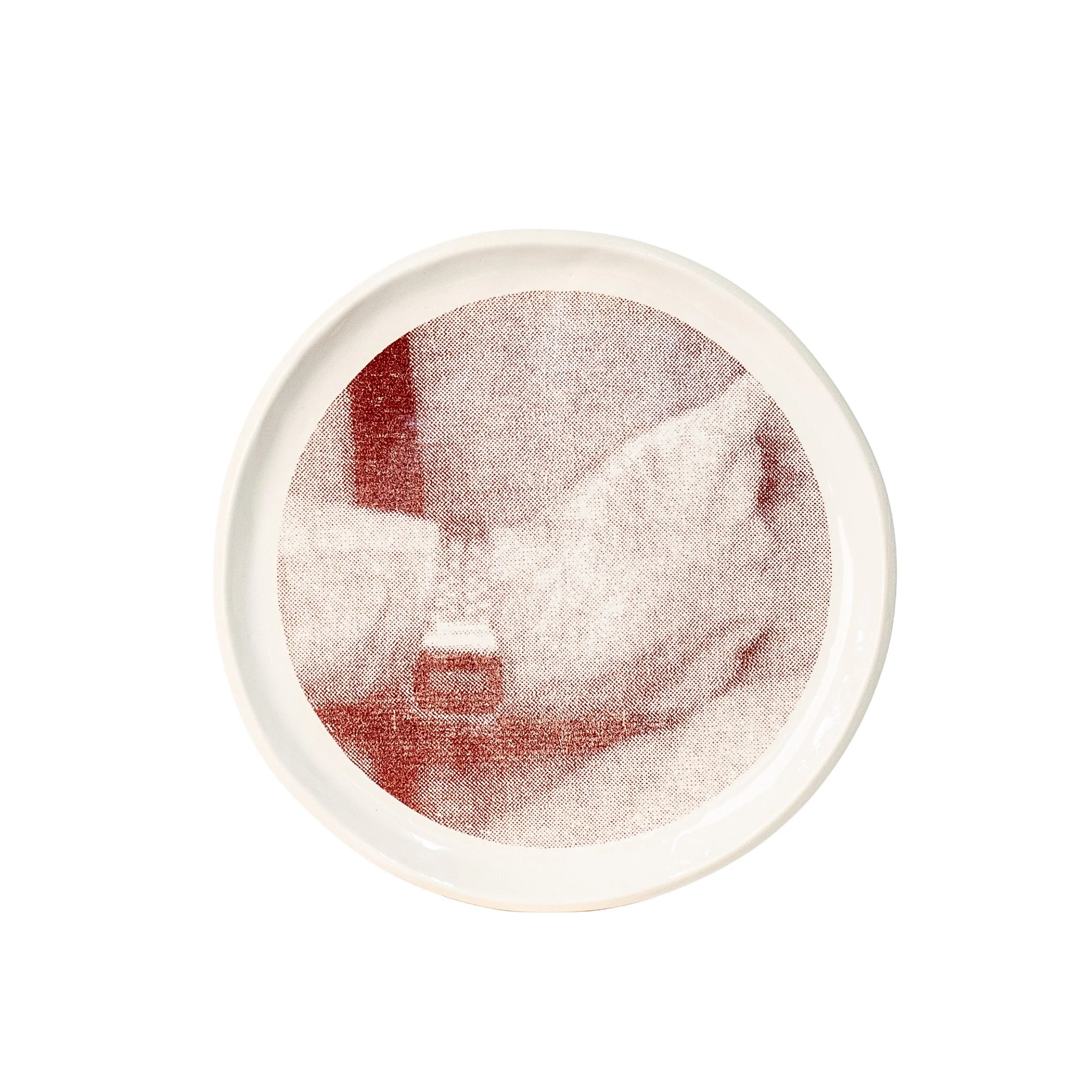 Gestures, plate 5, watch hand, photo mural ceramic plate by Jim Schatz