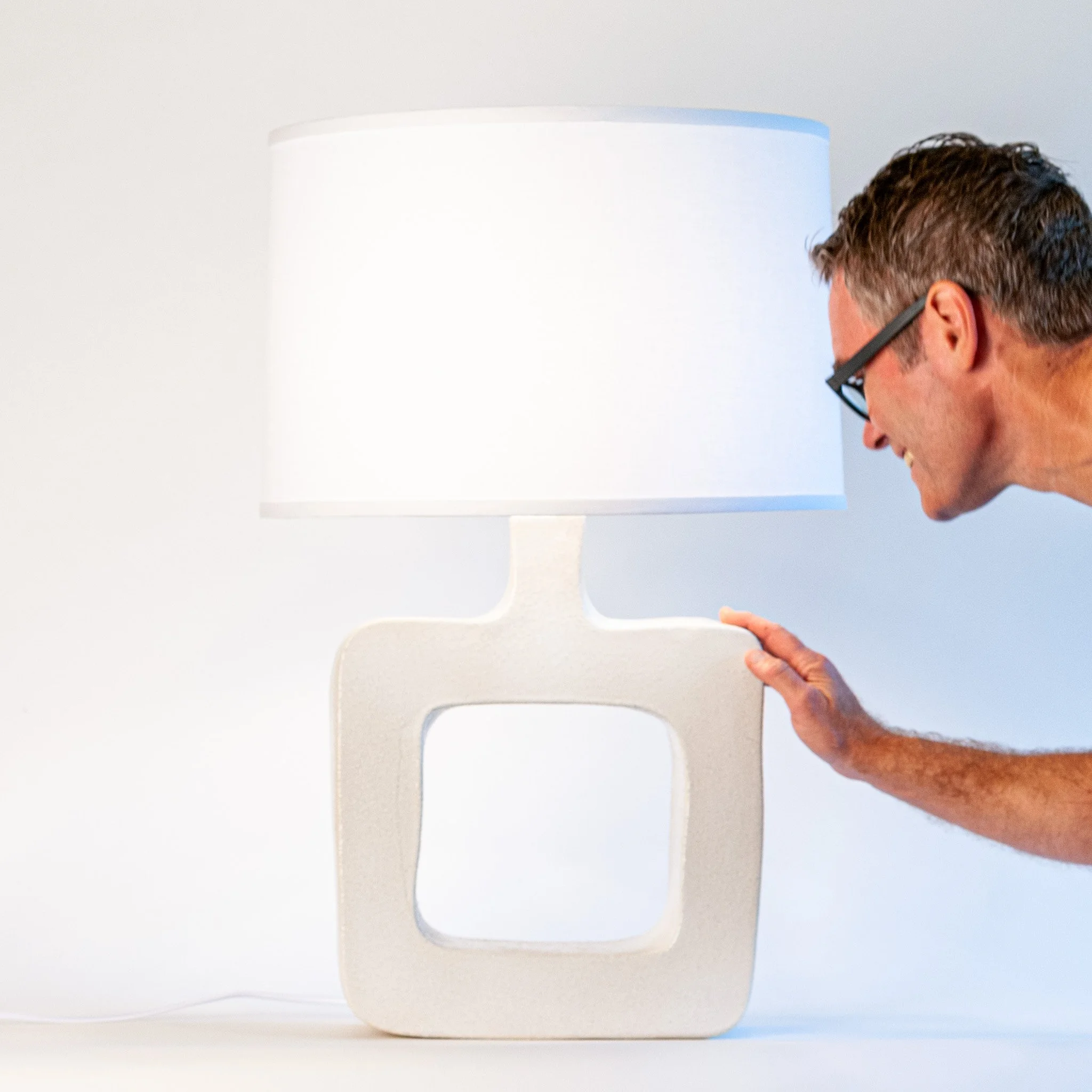 Form Study Table Lamp 1 by Jim Schatz — in scale with artist