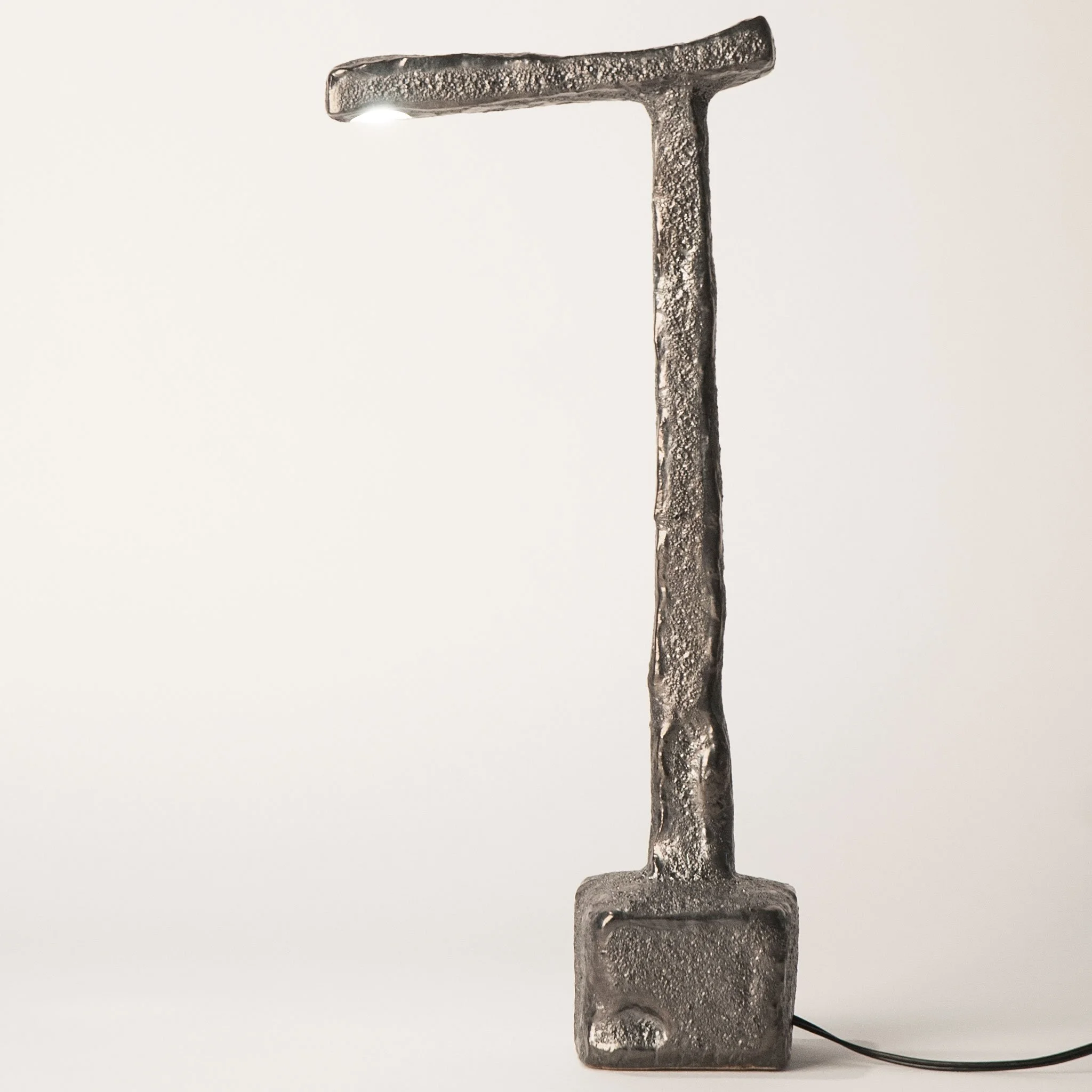 Desk Lamp A17-1 by Jim Schatz with J Schatz Studio — front, metallic lava glaze