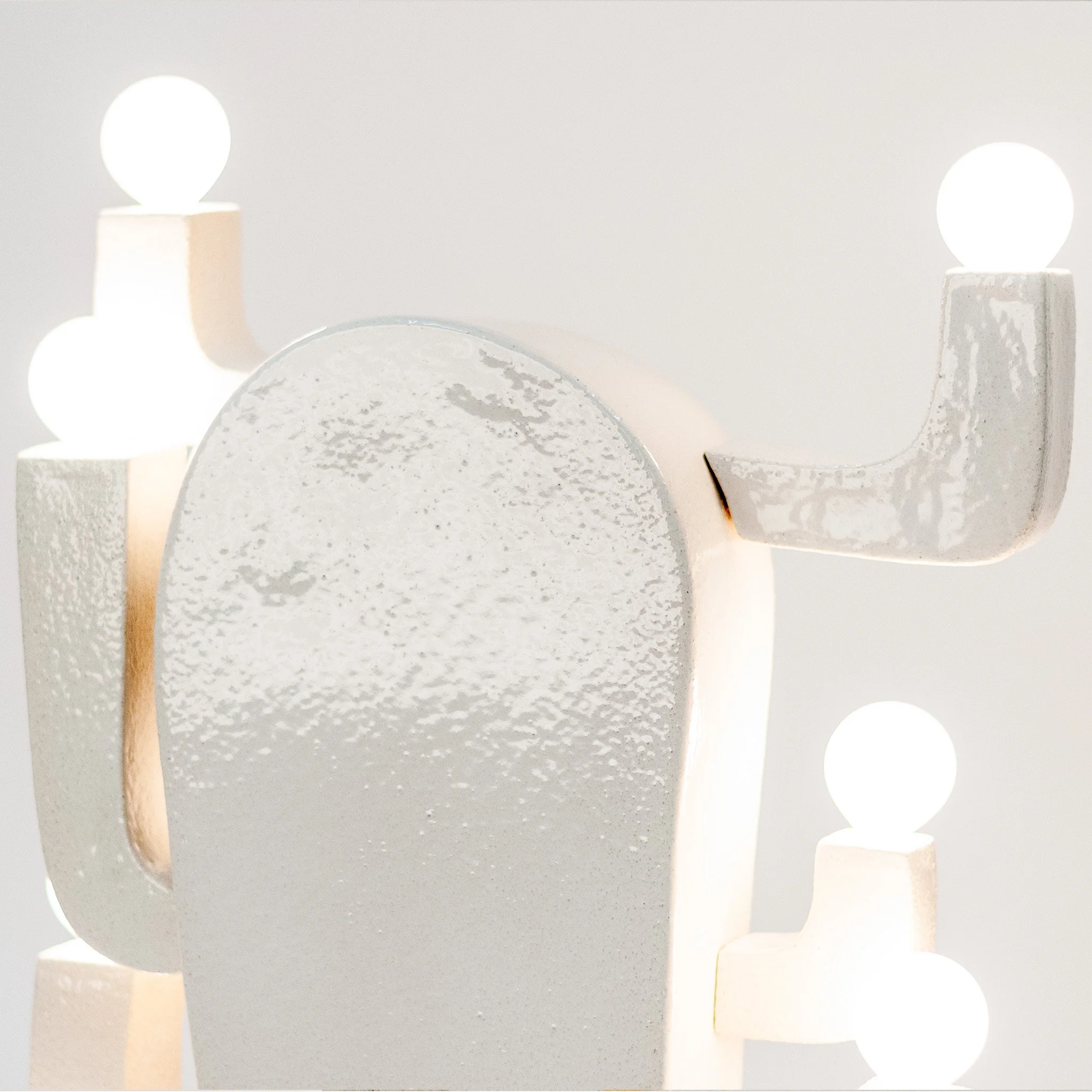 Cactus Lamp 3 detail — textured white stoneware surface