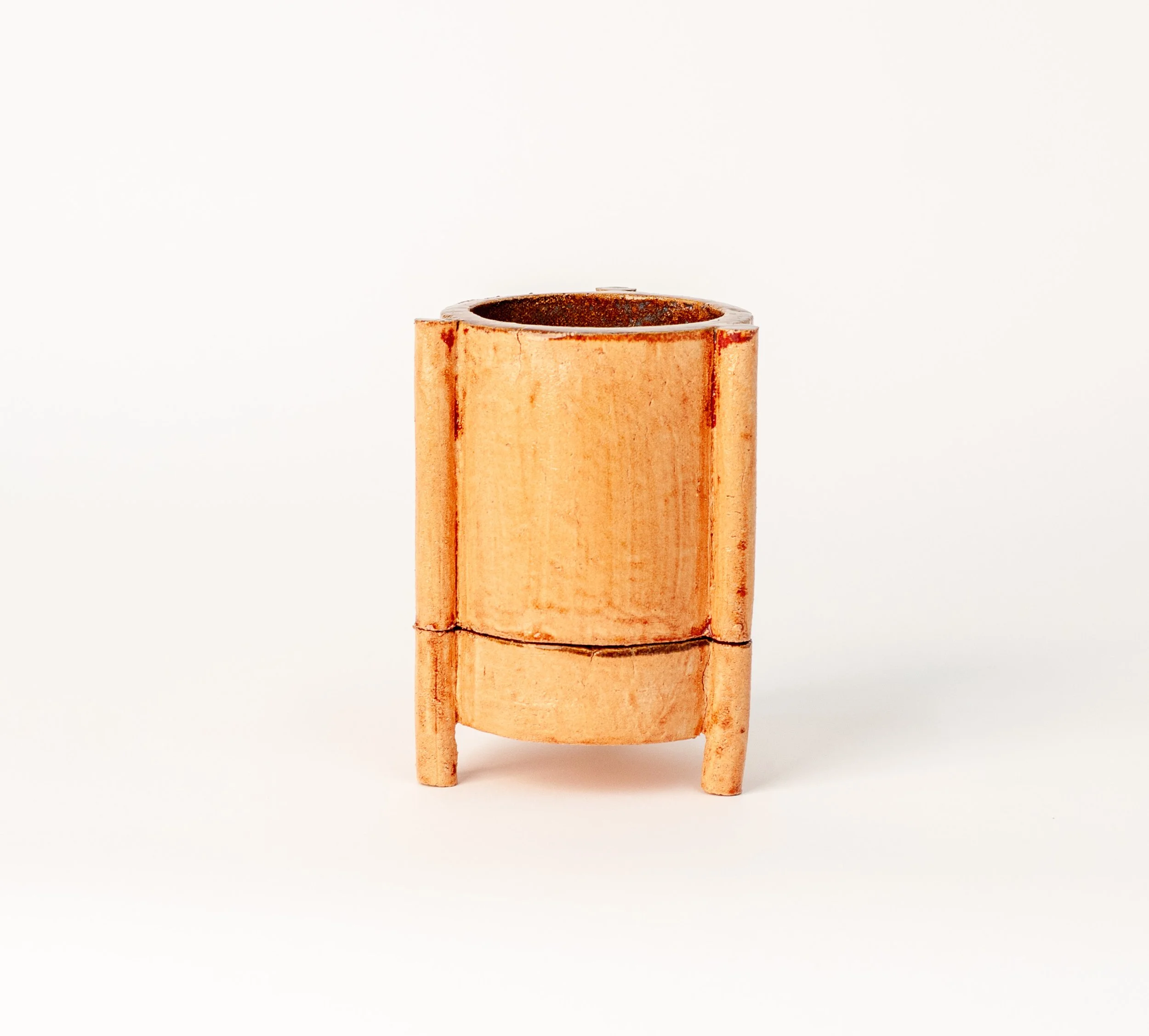 Planter 1, slab-built stoneware planter with rustic glaze by Jim Schatz