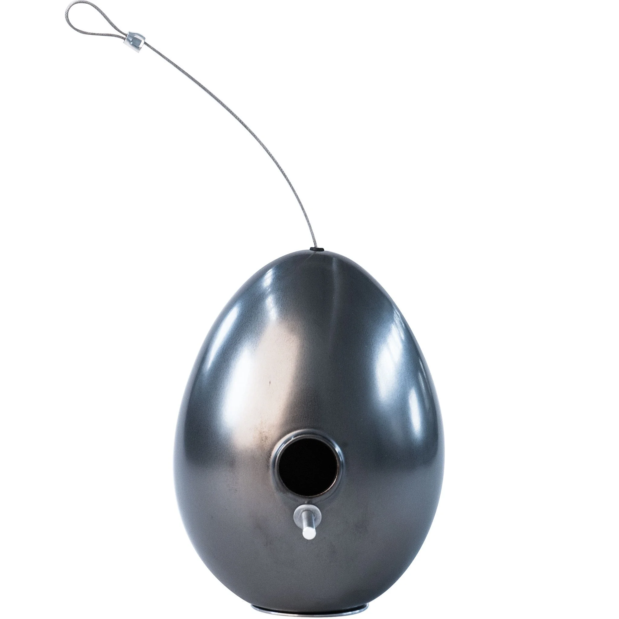 Egg Bird House in Metallic Black by Jim Schatz — front