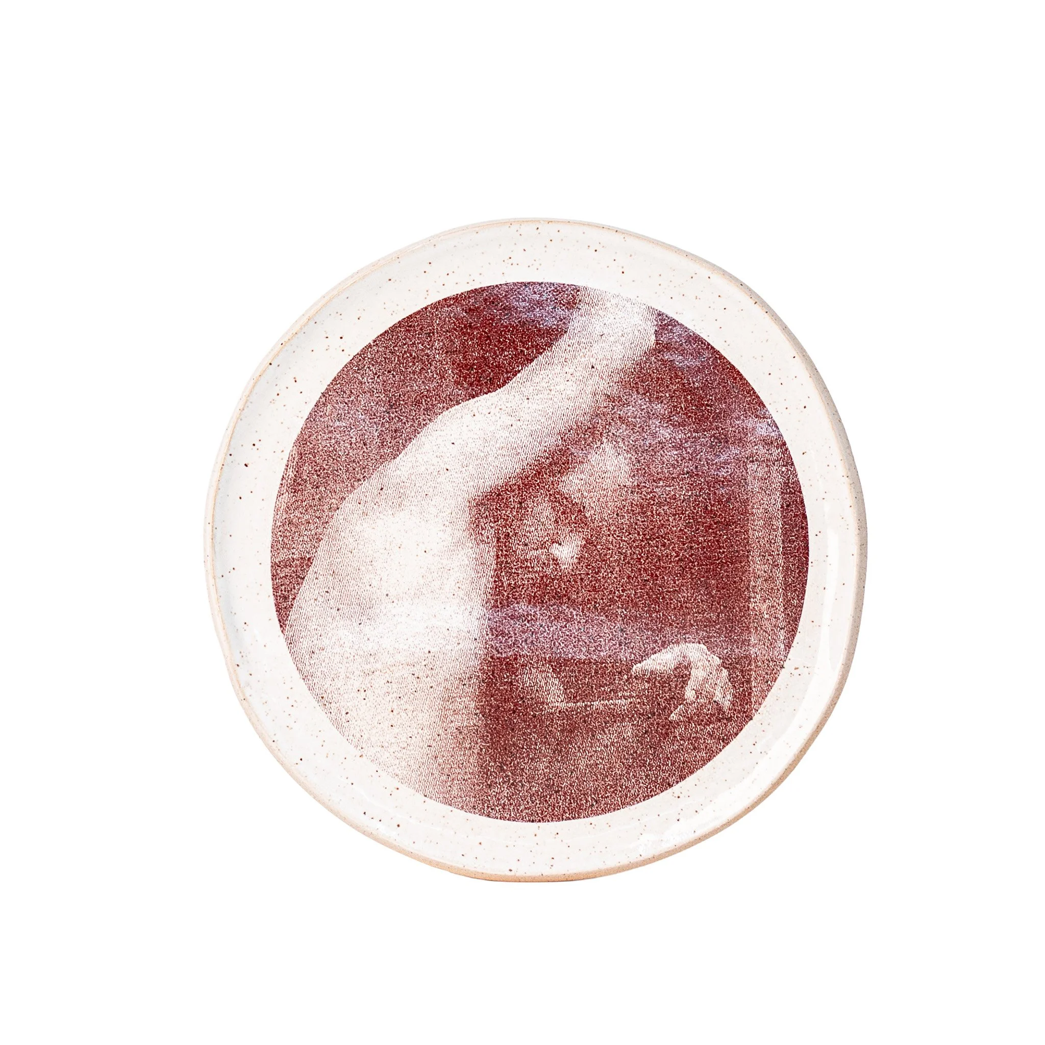 Honcho 1986, plate 3, cover detail (net), photo mural ceramic plate by Jim Schatz and Peter Souza Jr.