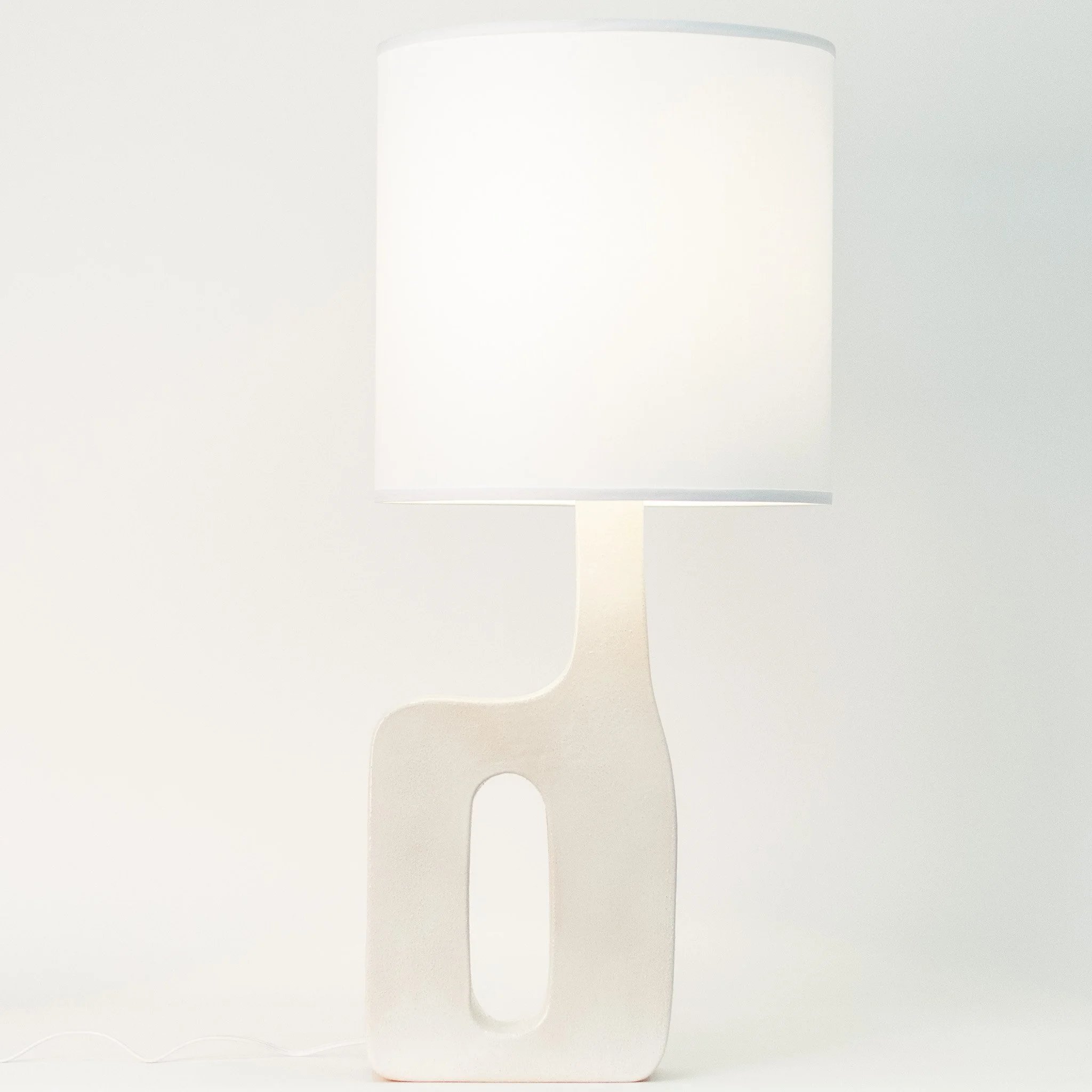 Form Study Table Lamp 4 by Jim Schatz — front with linen shade