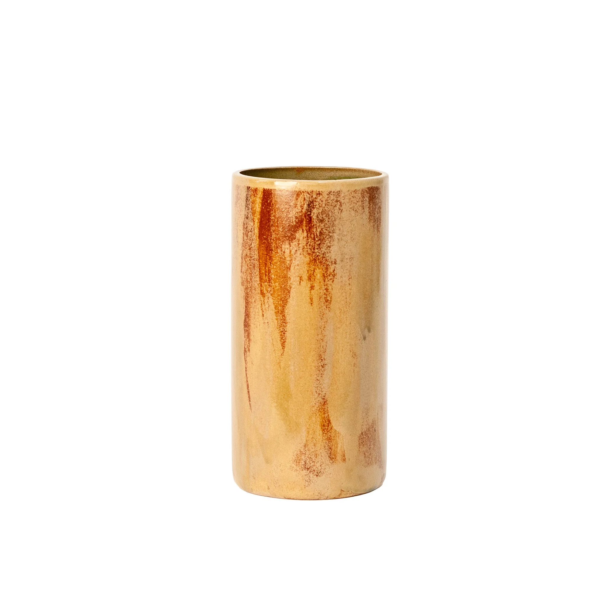 Cilindro Vessel in Ochre Rust, hand-glazed stoneware vessel by Jim Schatz