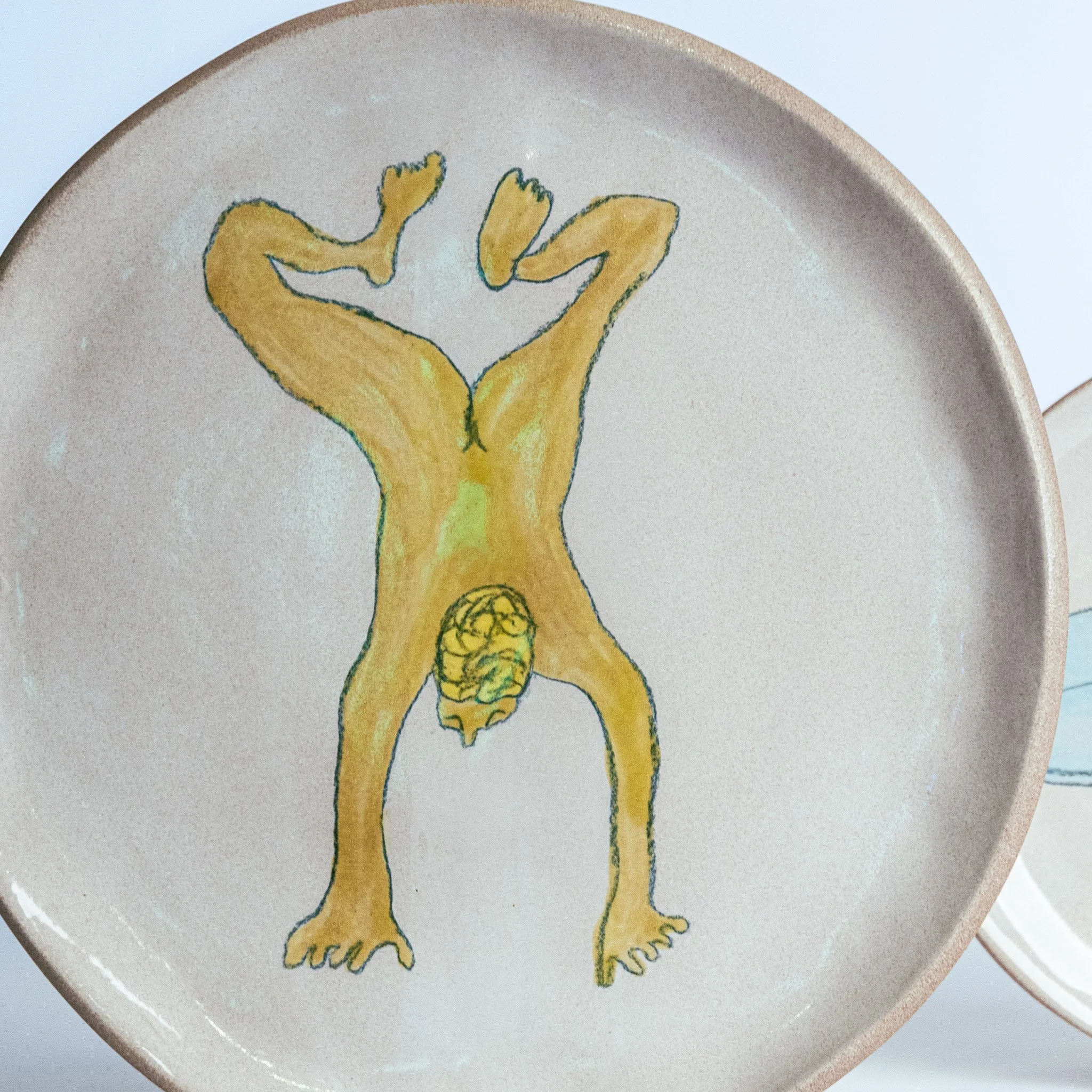 All Together Now by Jim Schatz — Ted, Betty, Lester, Guy & Perry, dinner plate, figure in olive