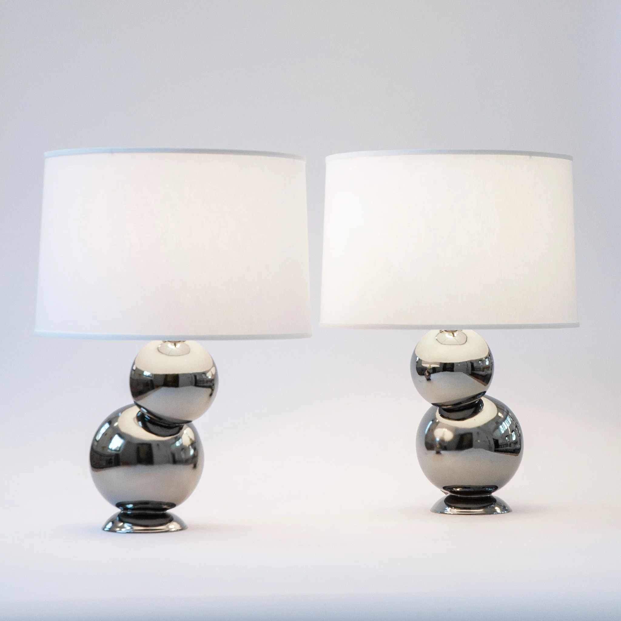 Bubble Lamp Pair in Platinum by Jim Schatz