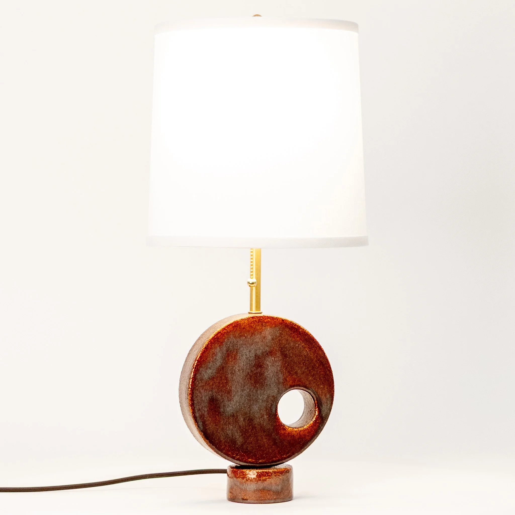 Radius Table Lamp 2 by Jim Schatz — front with linen shade