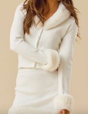 Noelle Fur Trim Cardigan