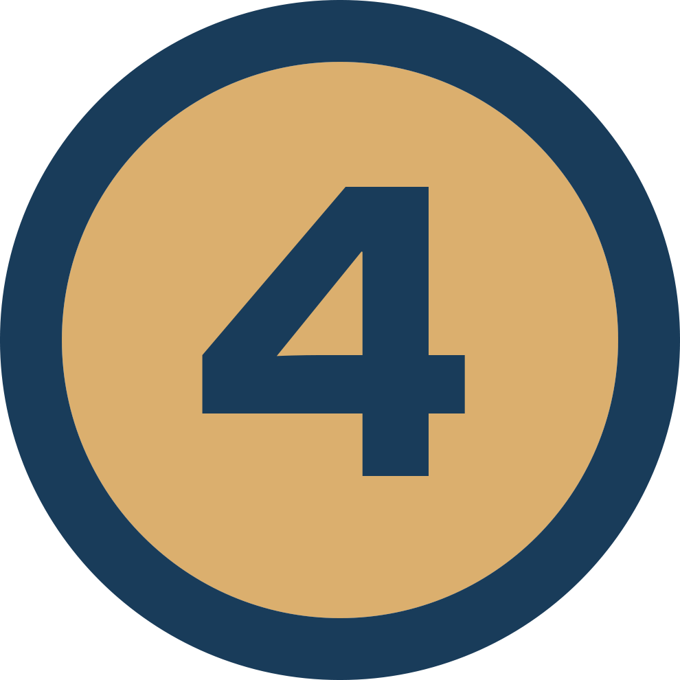 Number 4 inside a circular badge with a beige background and a blue border.
