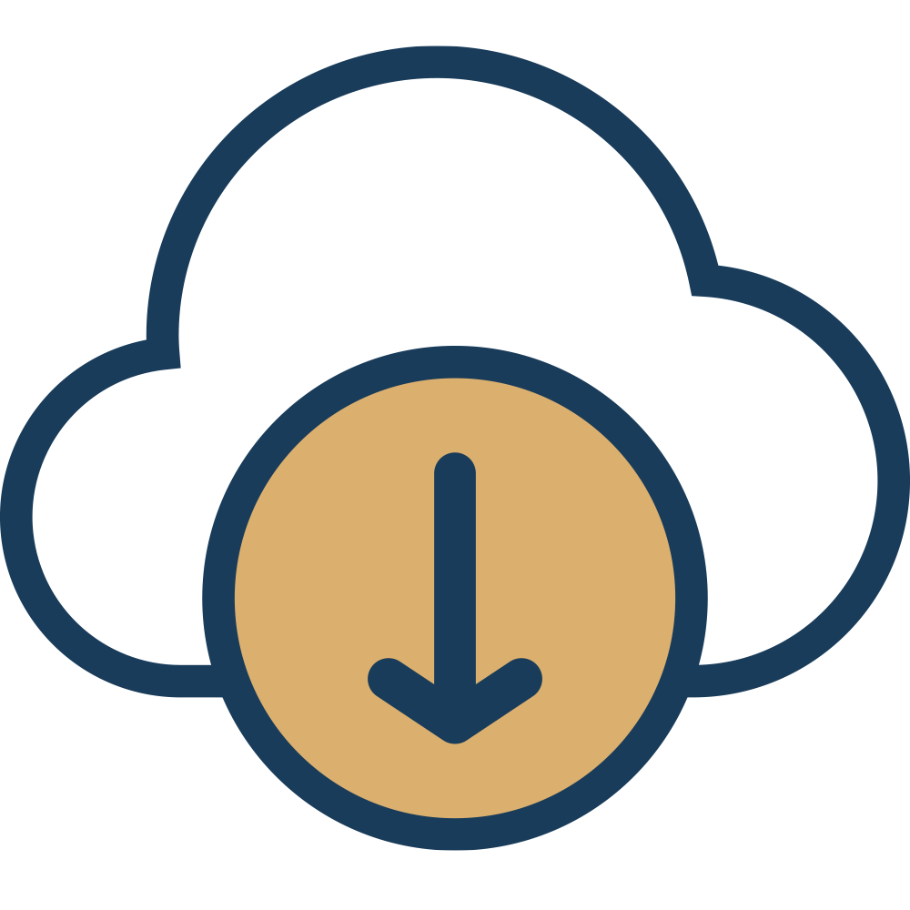 Cloud with a download arrow in the center.