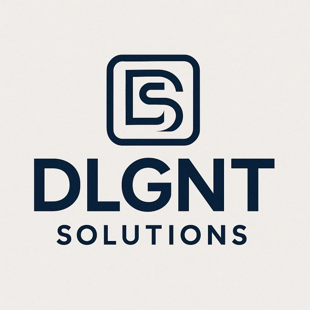Logo for DL GNT Solutions featuring a stylized 'S' inside a square and the company name below.