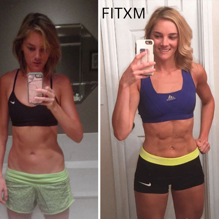 Before and after fitness progress from users following the FITXM AI fitness platform adaptive training system