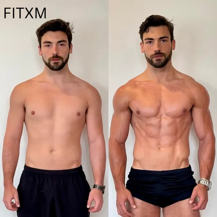 Muscle gain transformation achieved with the FITXM AI workout program and personalized training plan